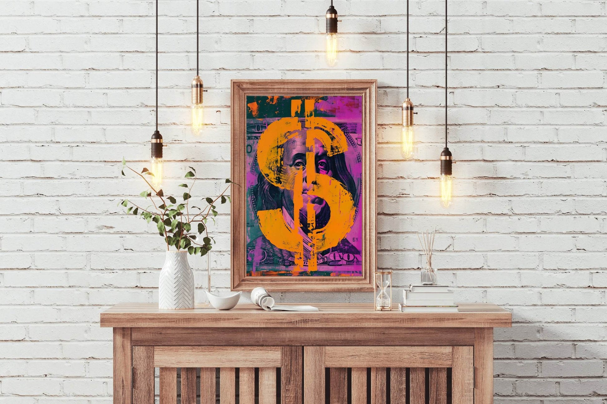 Colorful Dollar Ben Franklin Wall Art - beink online art store