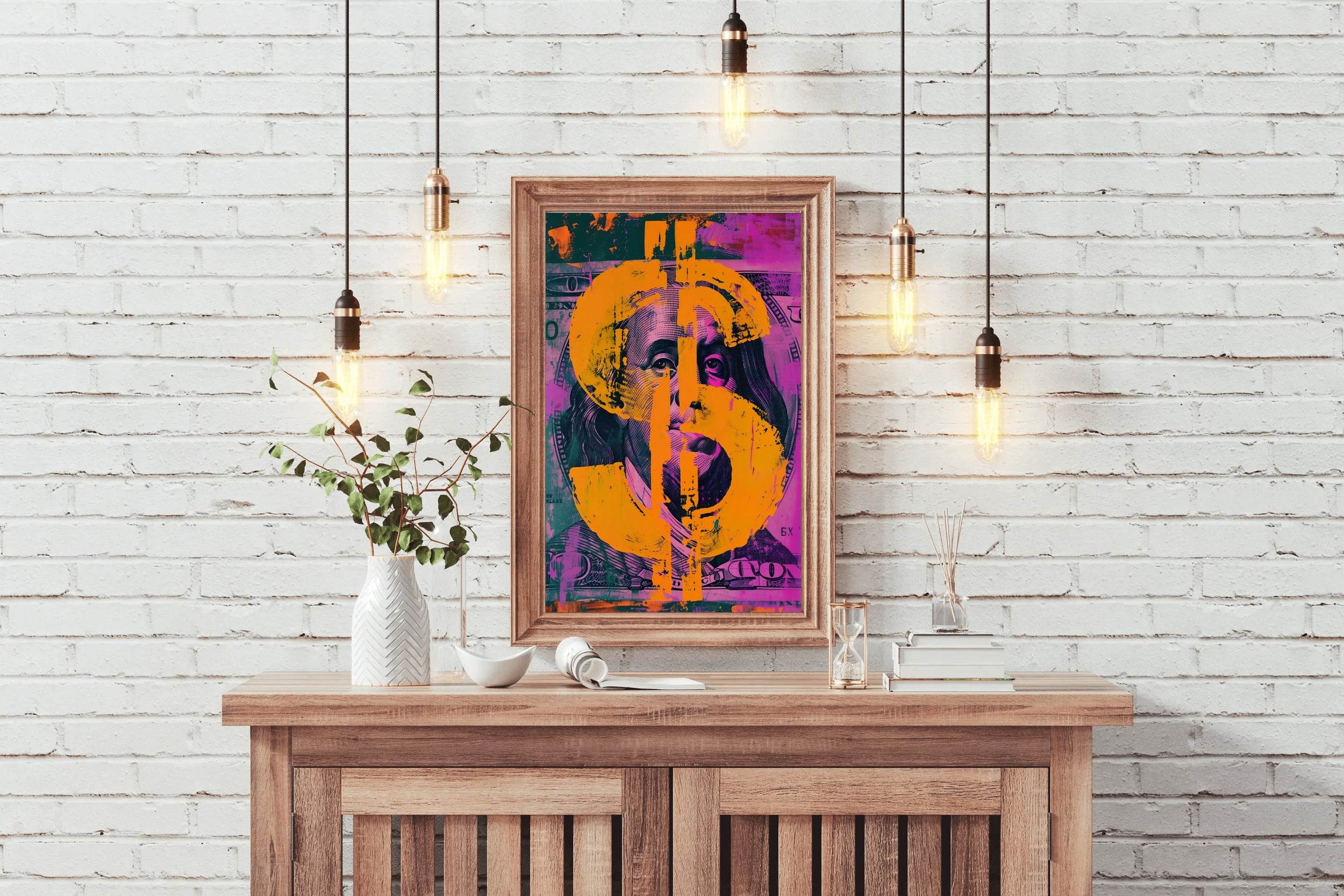 Colorful Dollar Ben Franklin Wall Art - beink online art store