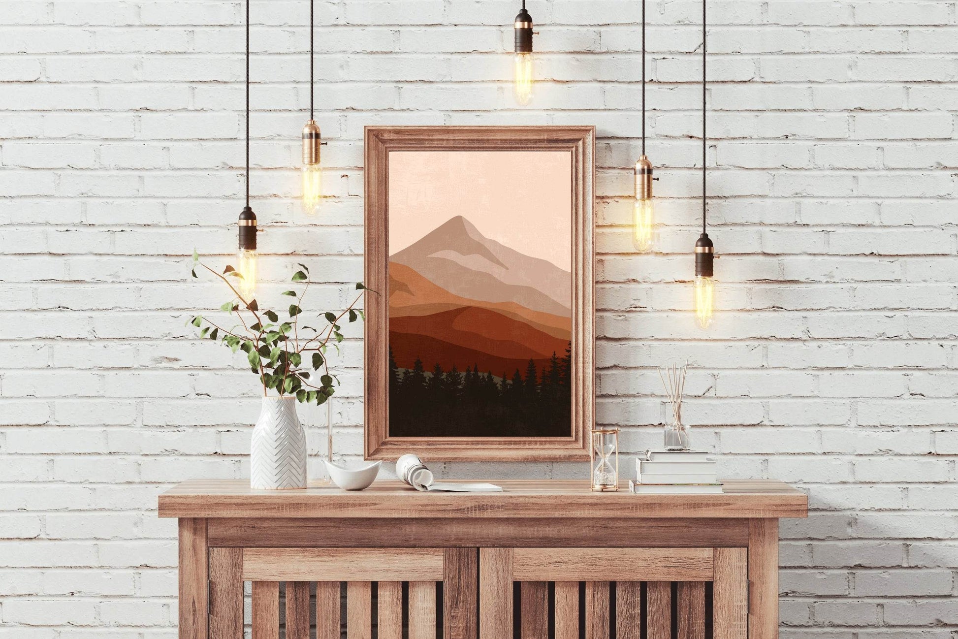 Abstract Scenery Minimalist Mountain Range ArtWork - beink online art store