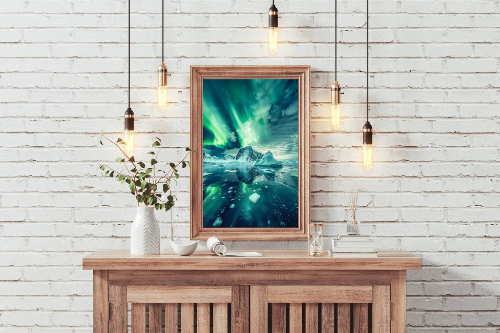 Aurora Australis Over Antarctic Icebergs Wall Art - beink online art store