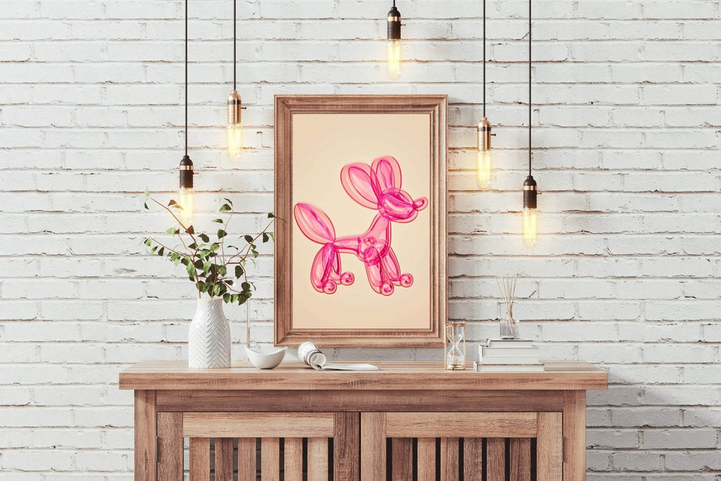 Pink Preppy Balloon Dog Wall Art - beink online art store