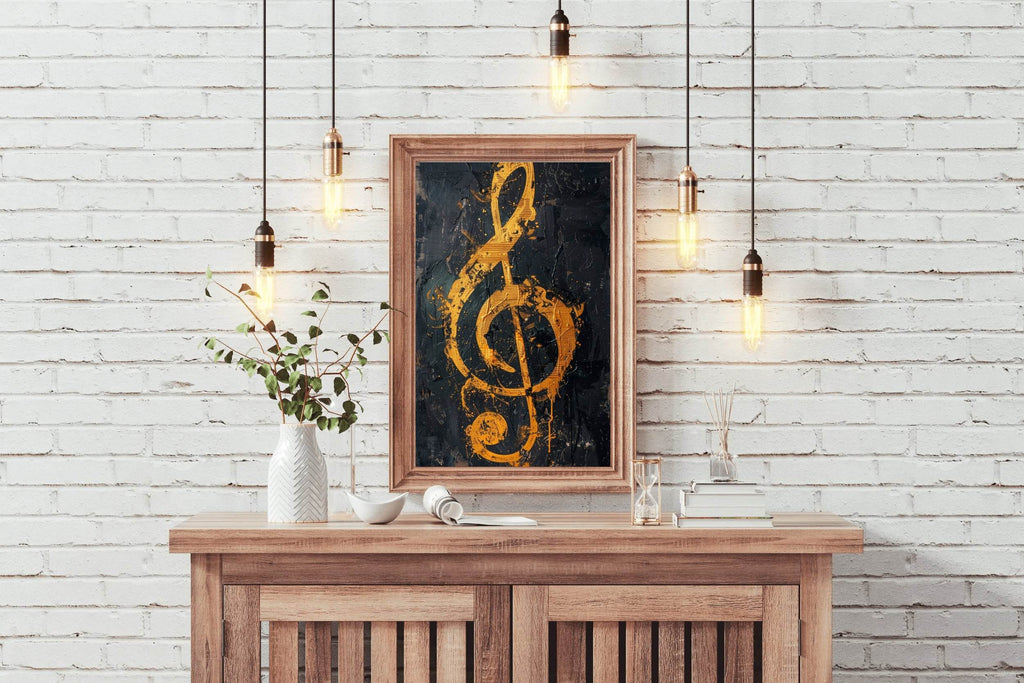 Yellow Musical Notes Wall Art - beink online art store