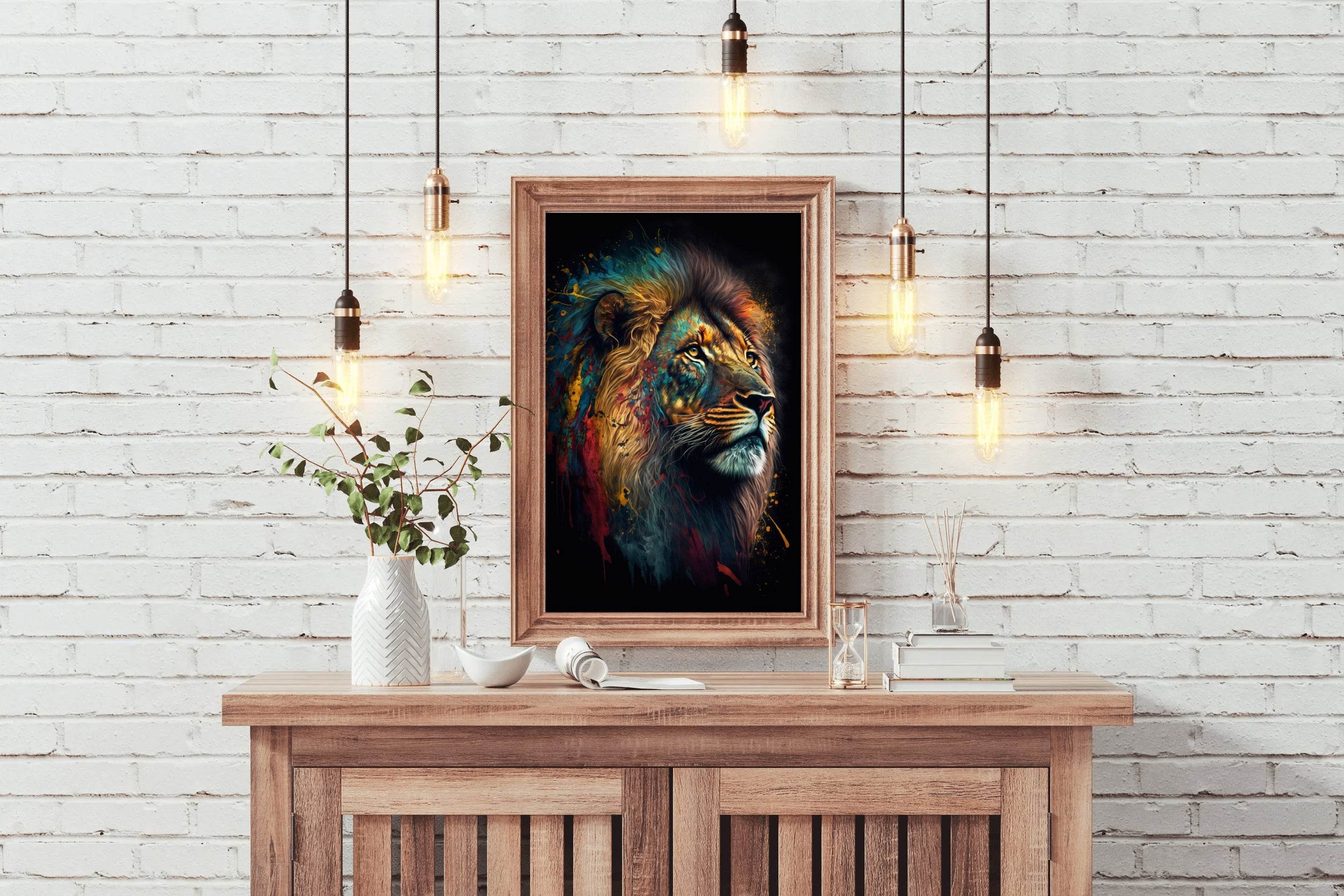 Painting of Volcanic Lion Head Wall Art - beink online art store