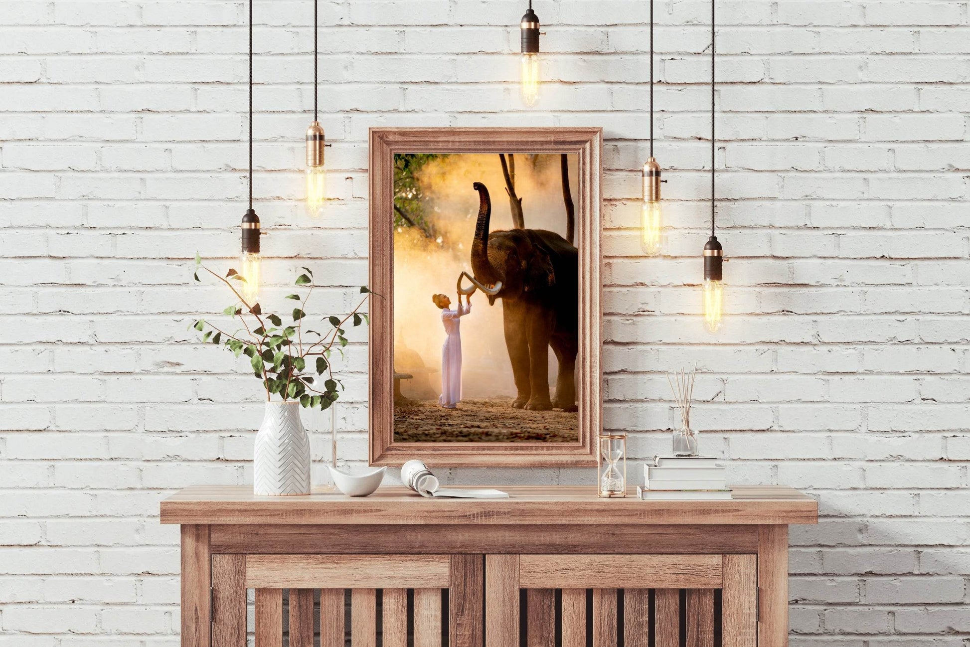 Women and Elephant Animal Wall Art - beink online art store