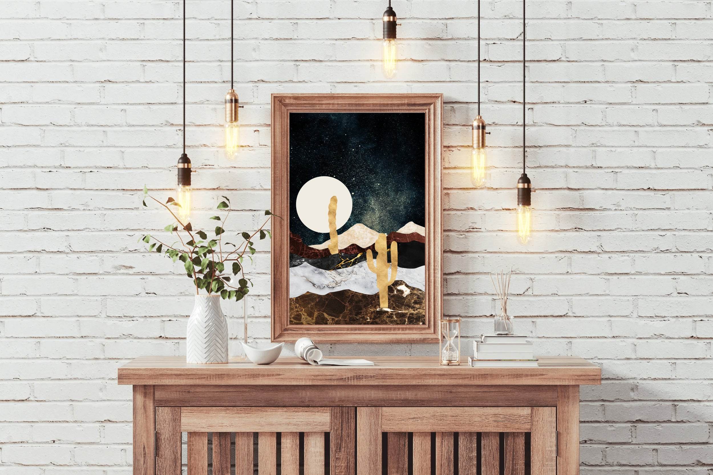 Desert Moonlit Modern Wall Art - beink online art store