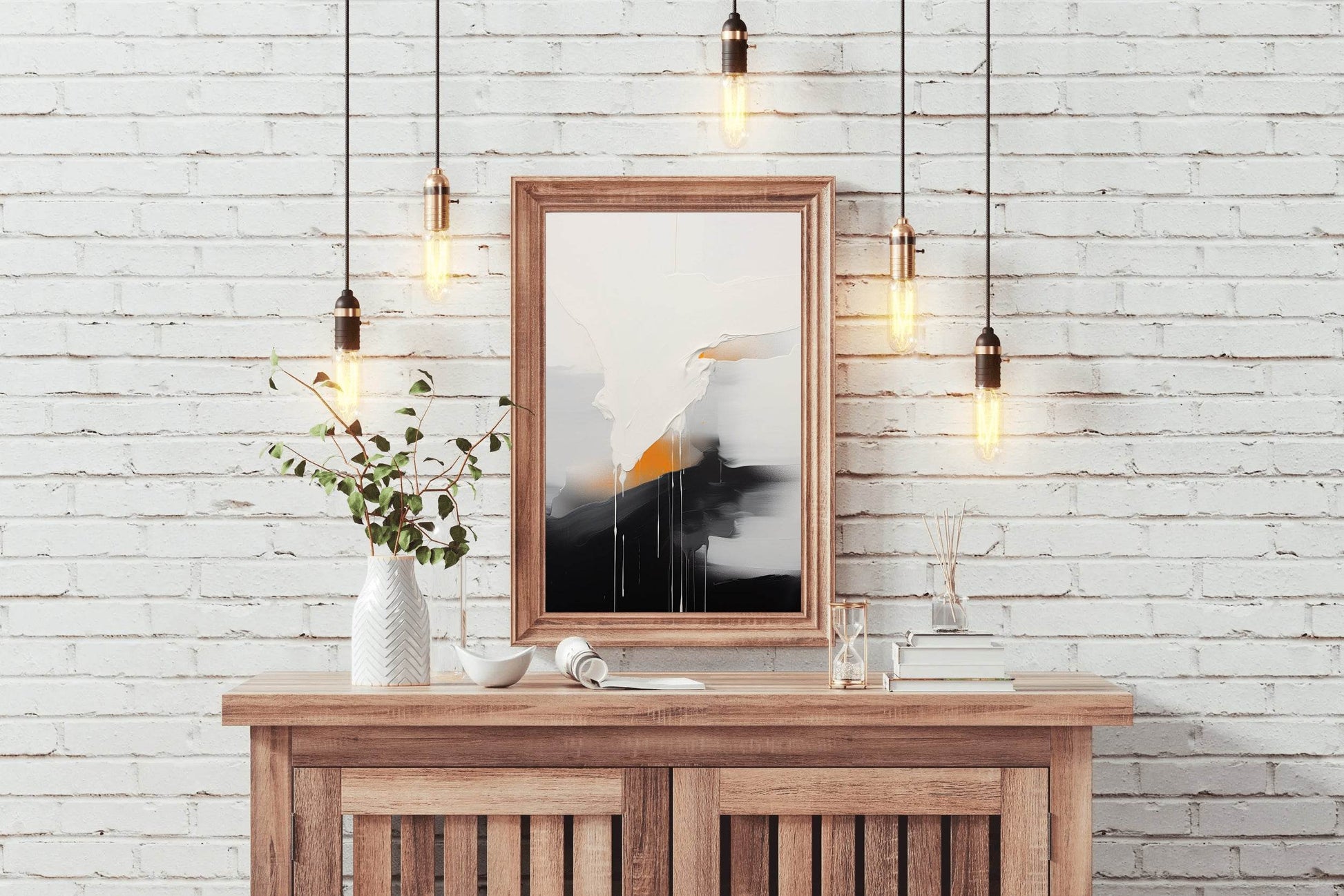 Black and White Brush Stroke Abstract Wall Art - beink online art store