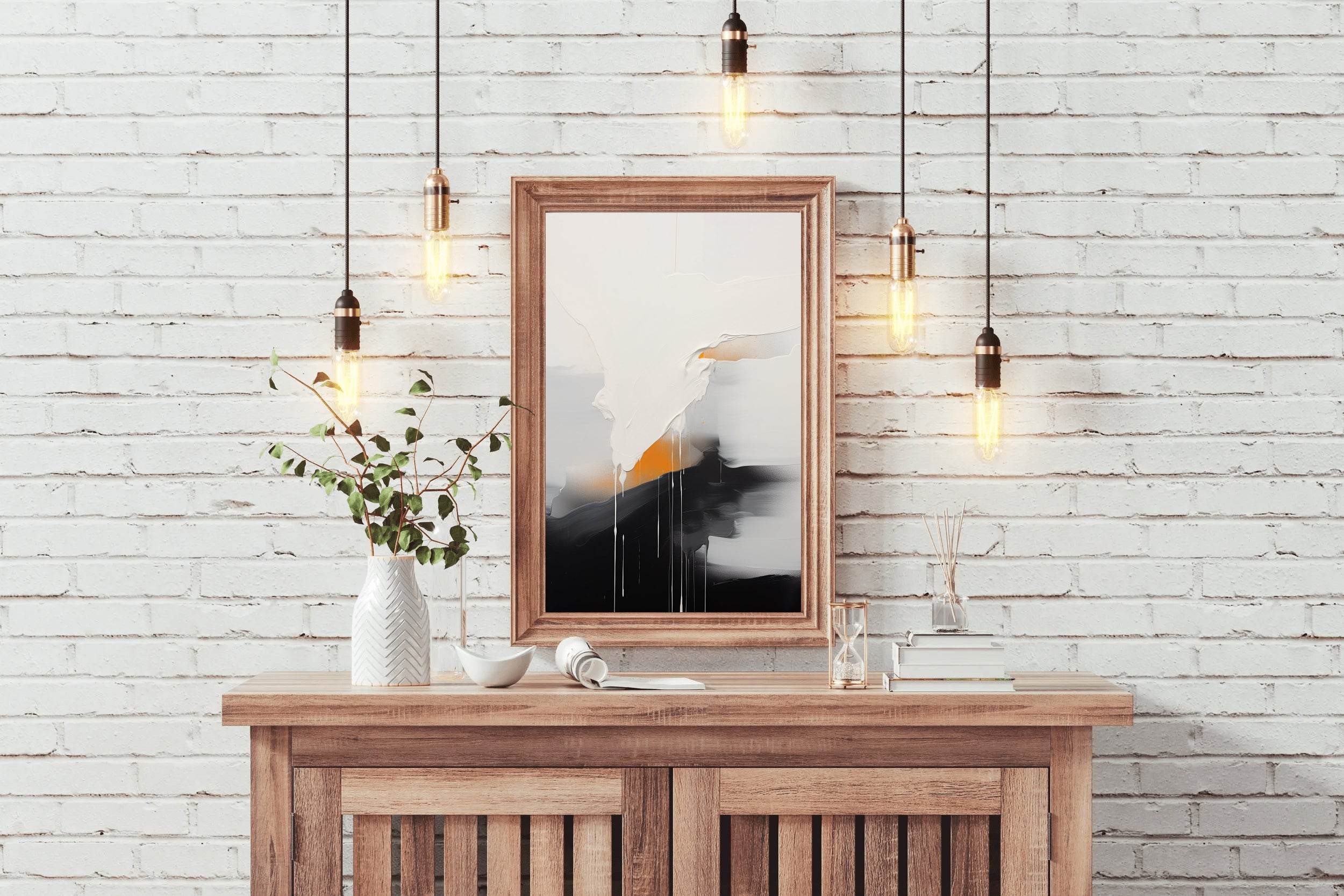 Black and White Brush Stroke Abstract Wall Art - beink online art store