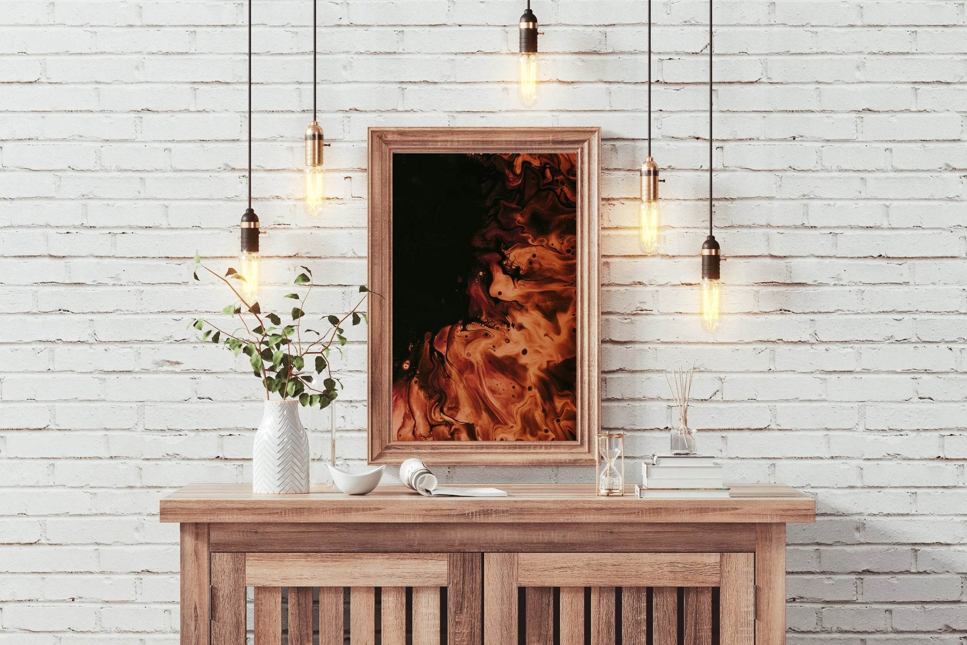 Fire Burning Brush Strokes Abstract Wall Art - beink online art store