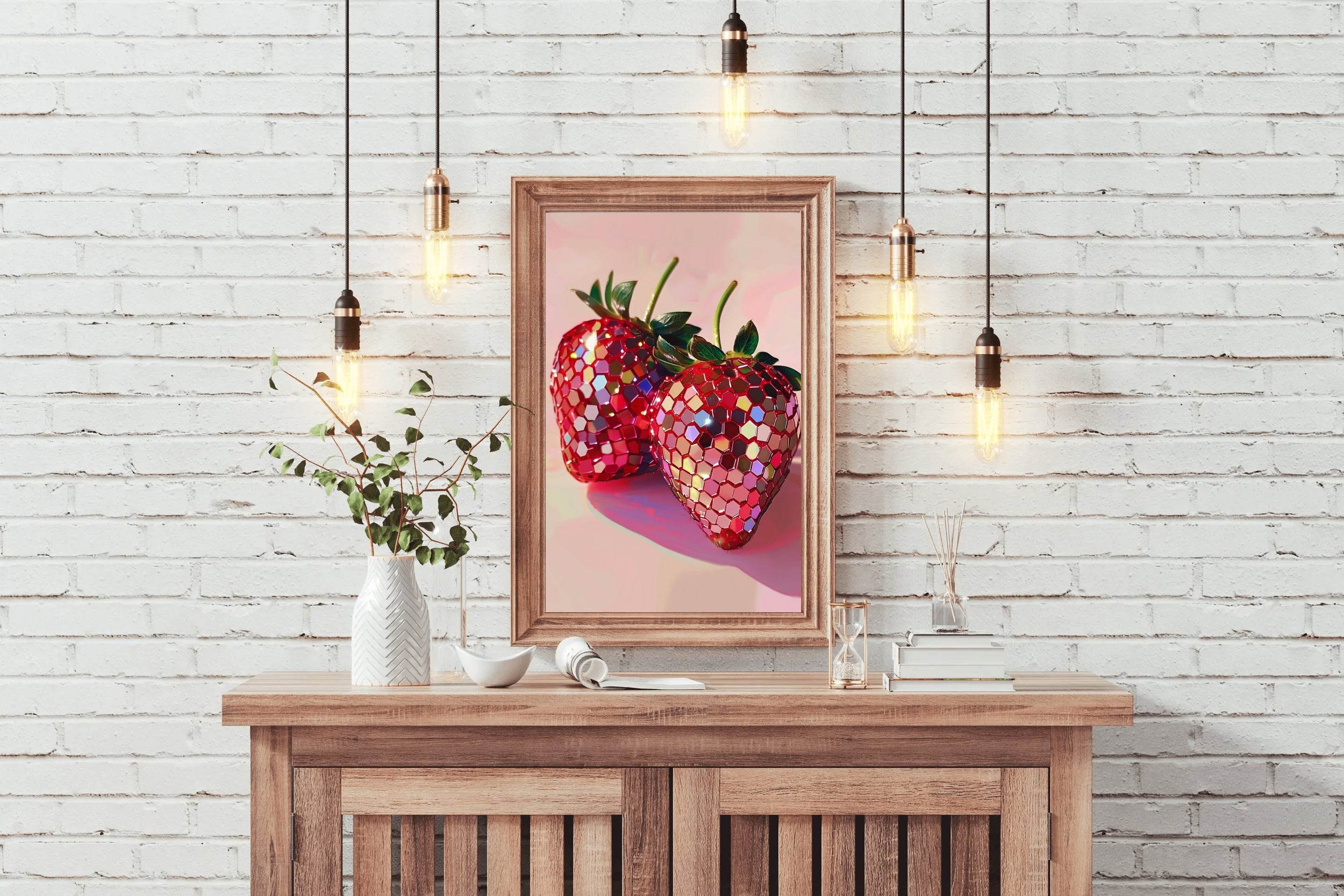 Kids Disco Strawberries Wall Art - beink online art store