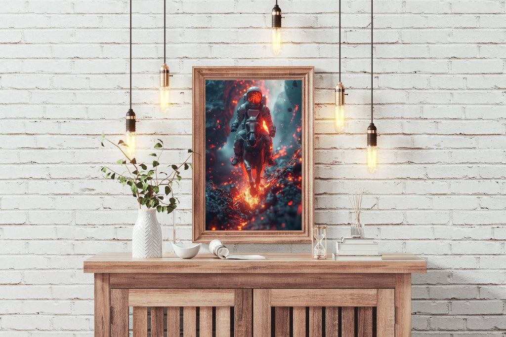 astronaut in suit riding horse Wall Art - beink online art store