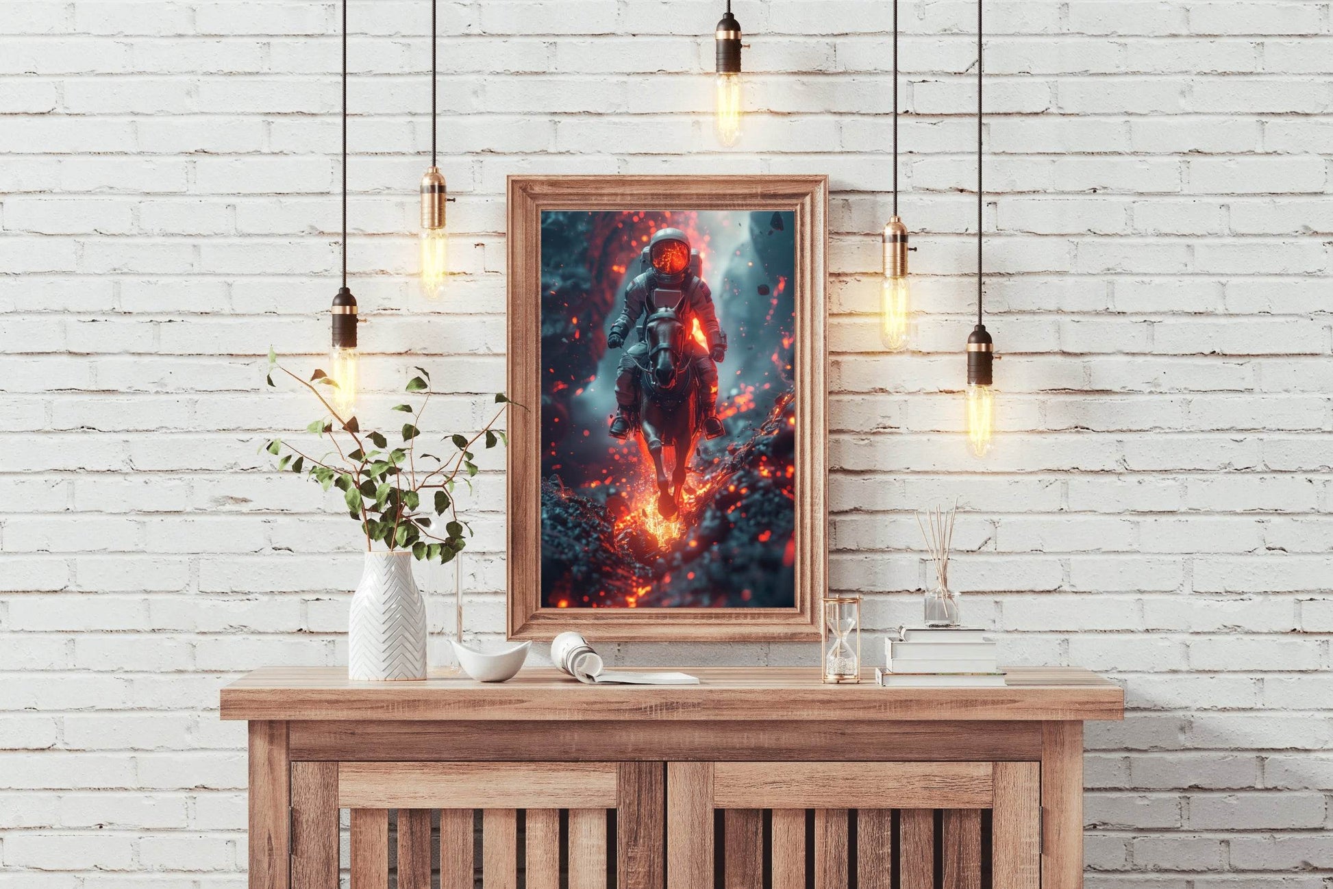 astronaut in suit riding horse Wall Art - beink online art store