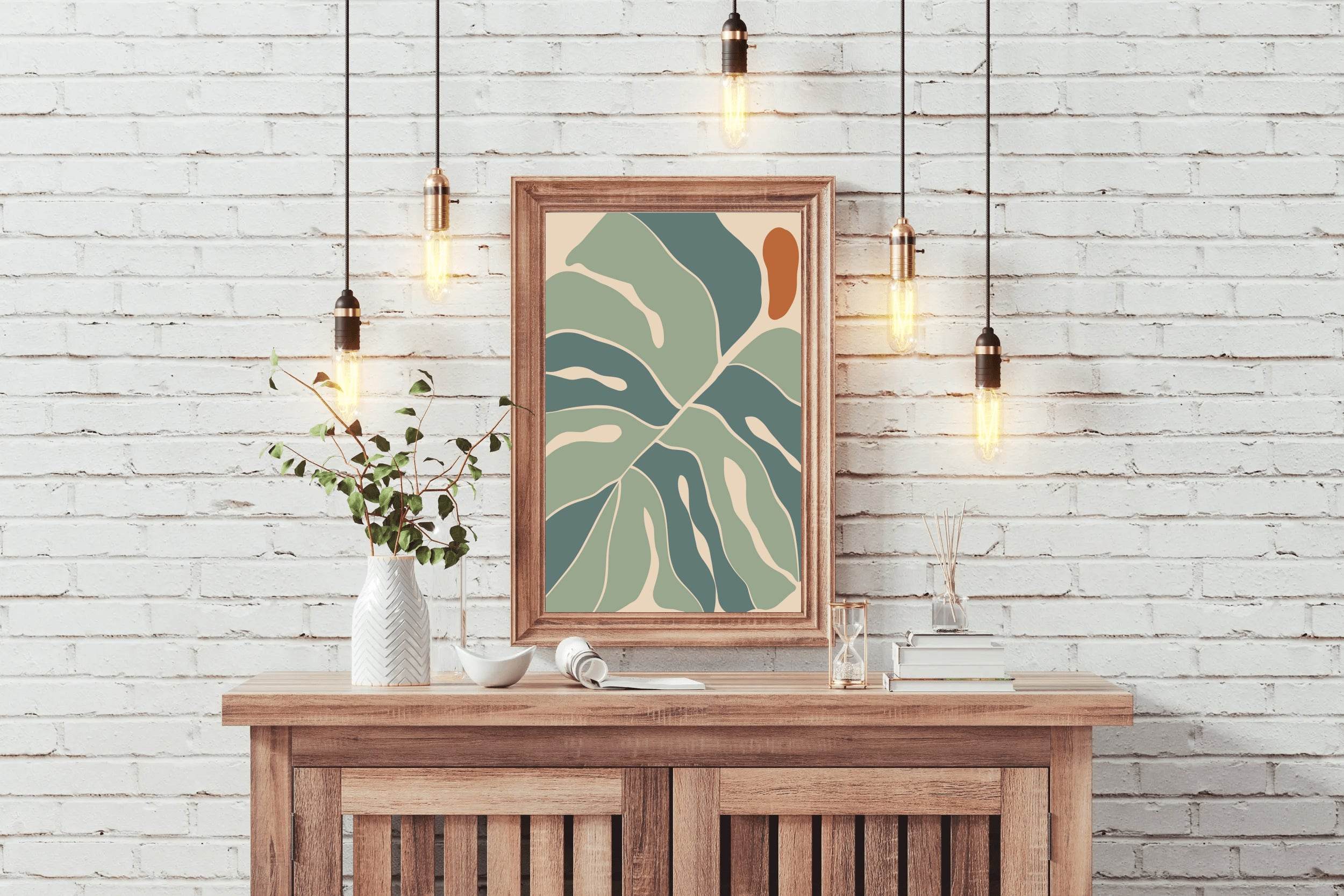 Green Textured Leaf Pattern ArtWork - beink online art store