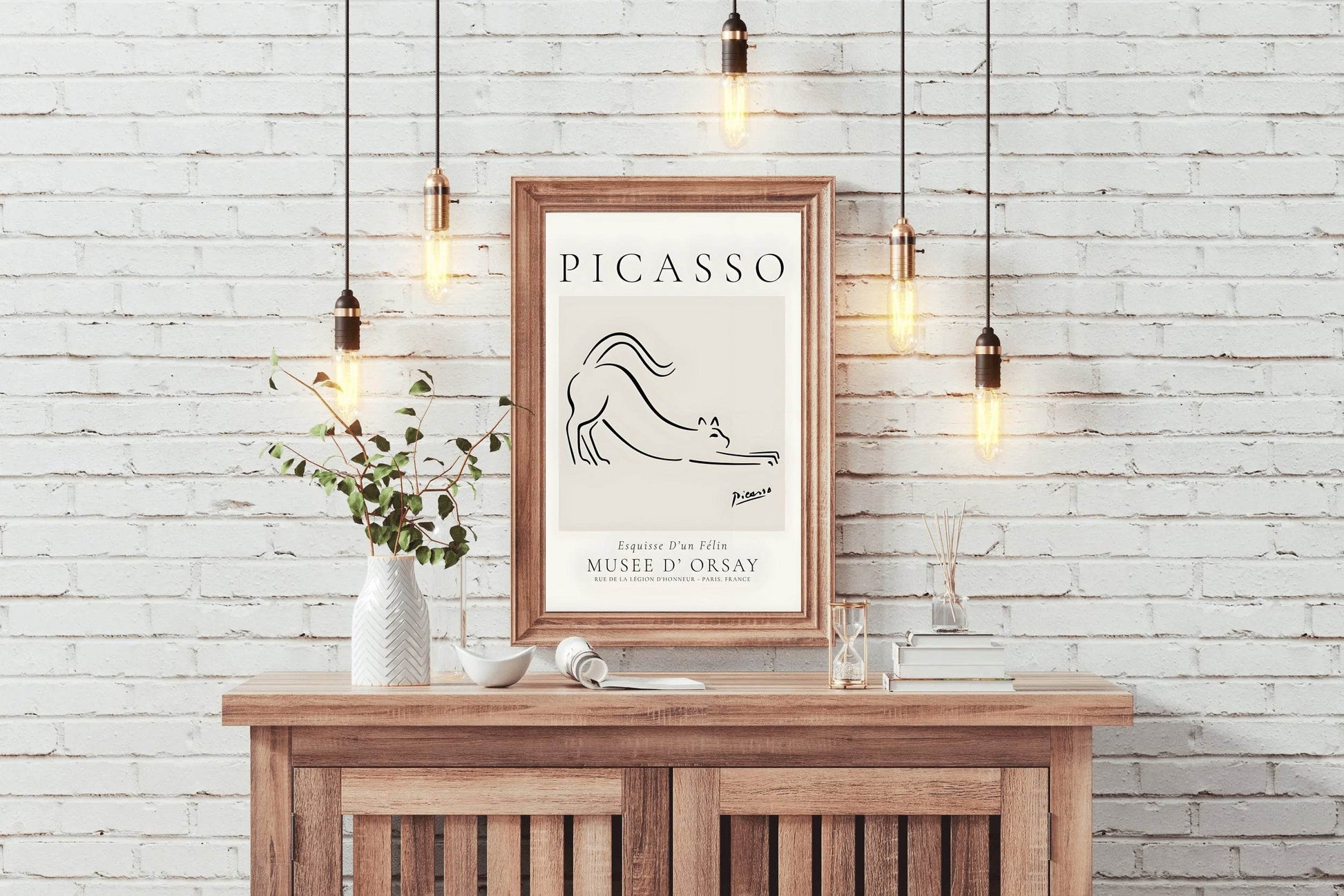 Picasso Animal Cat Line Drawing Wall Art - beink online art store