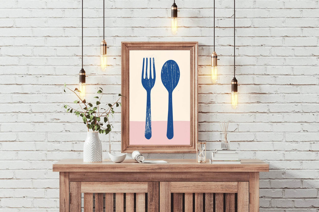 Blue Steel Utensils Wall Art - beink online art store