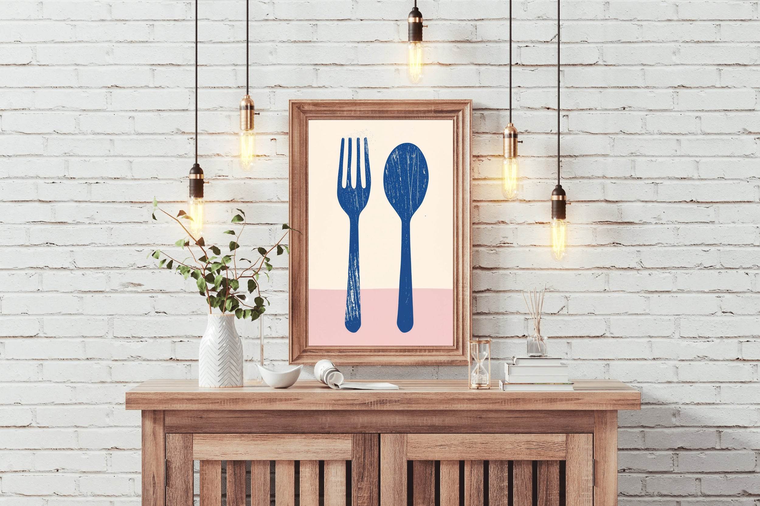 Blue Steel Utensils Wall Art - beink online art store