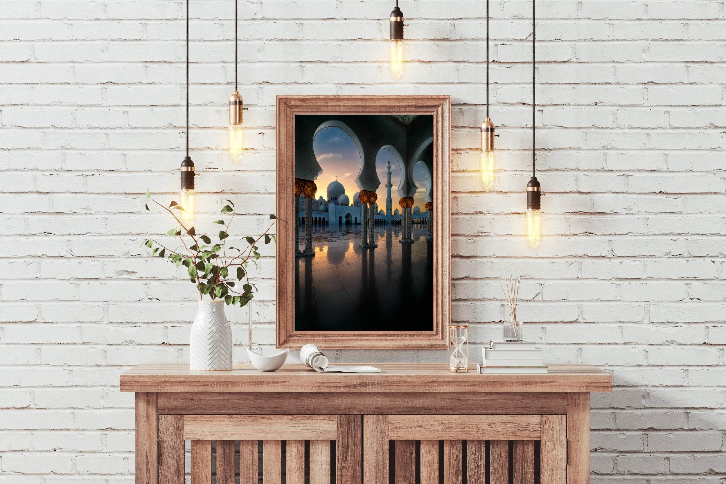 Gold Dusk at the Grand Mosque Wall Art - beink online art store