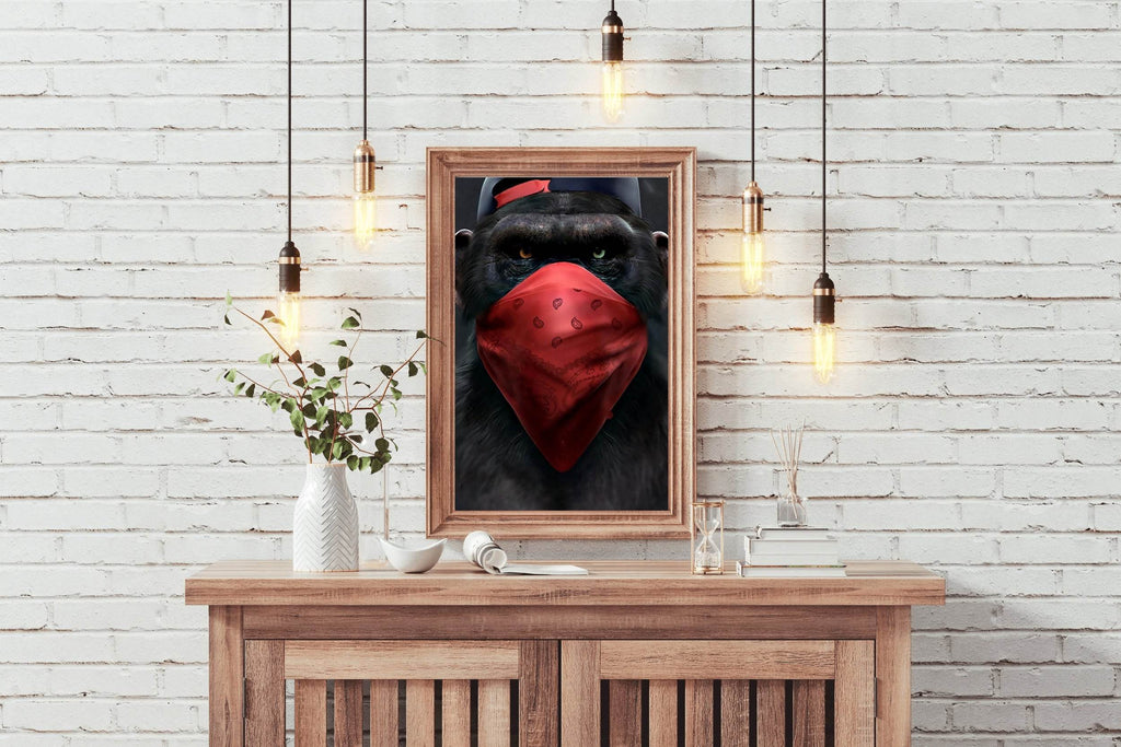 Gorilla Face Mask Wall Art - beink online art store