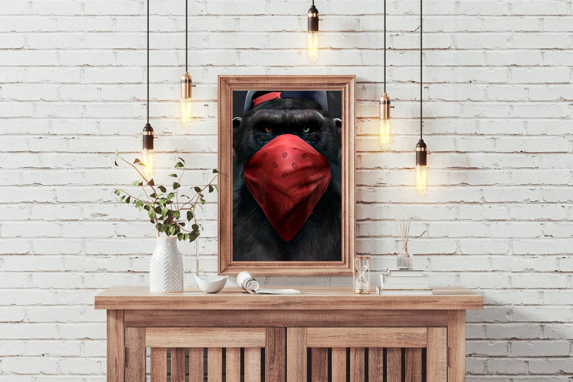 Gorilla Face Mask Wall Art - beink online art store