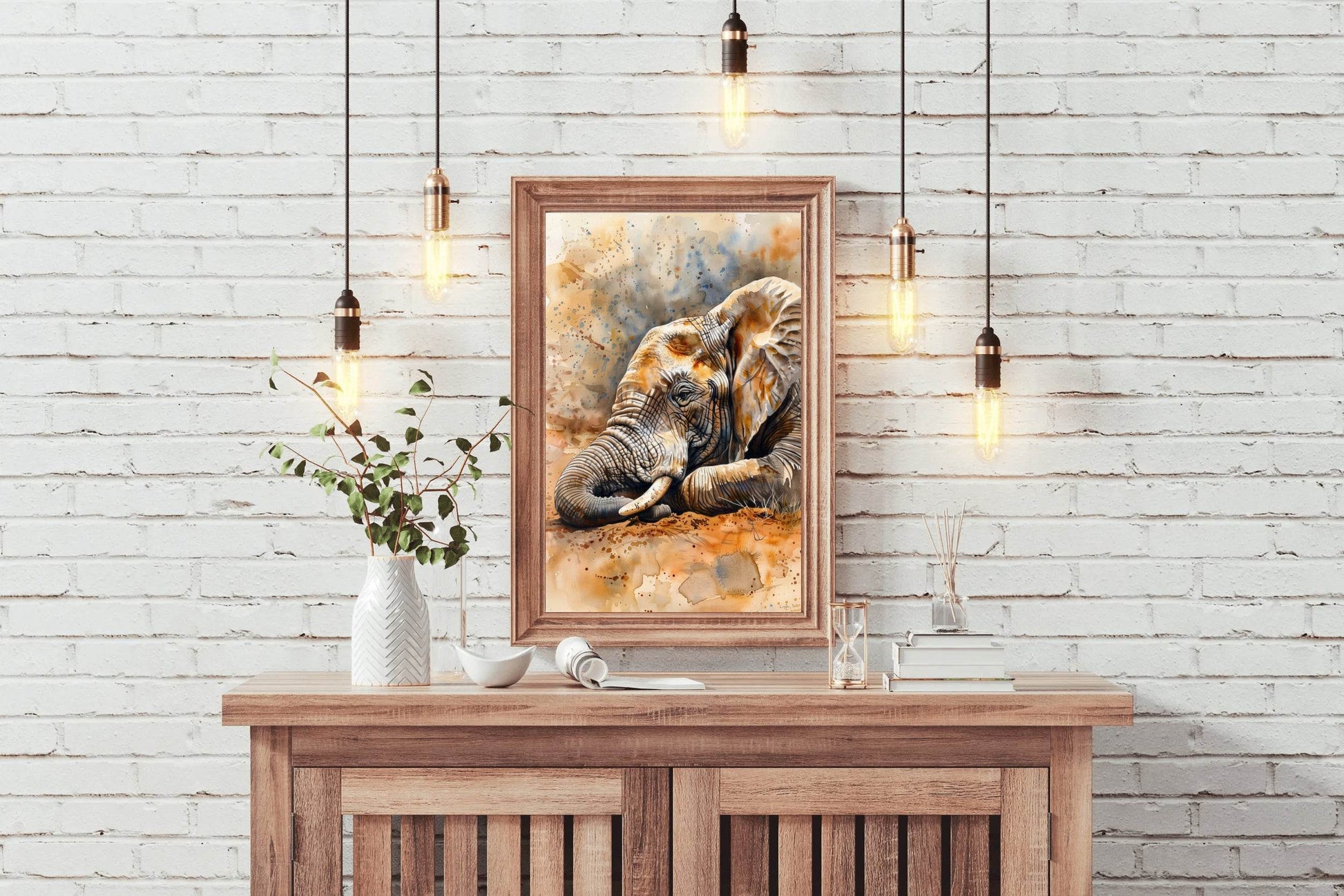 Watercolor Elephant Illustration Wall Art - beink online art store