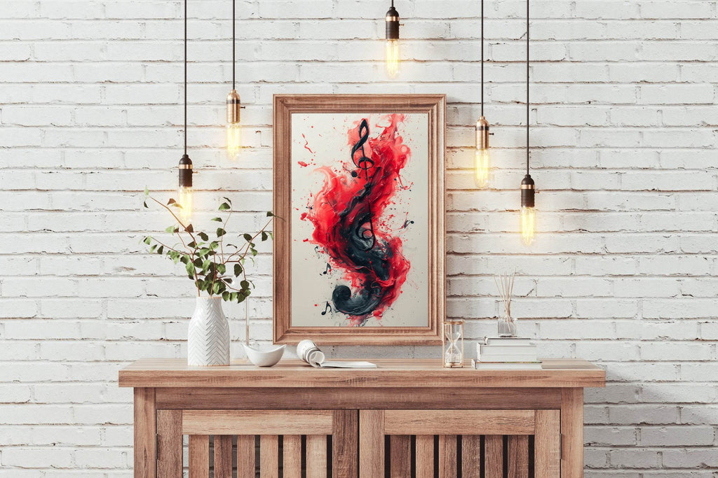Red Musical Note Wall Aert - beink online art store