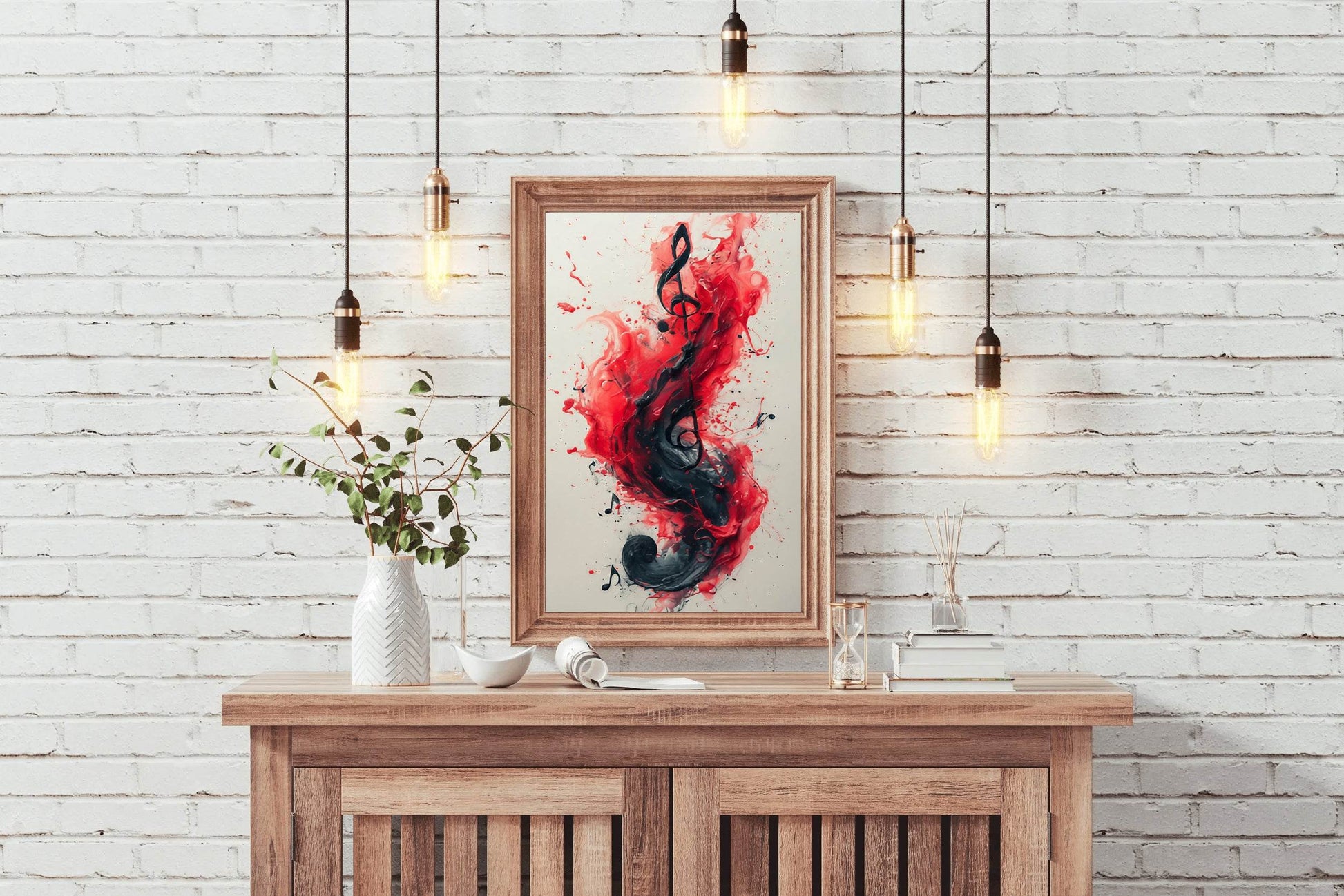 Red Musical Note Wall Aert - beink online art store