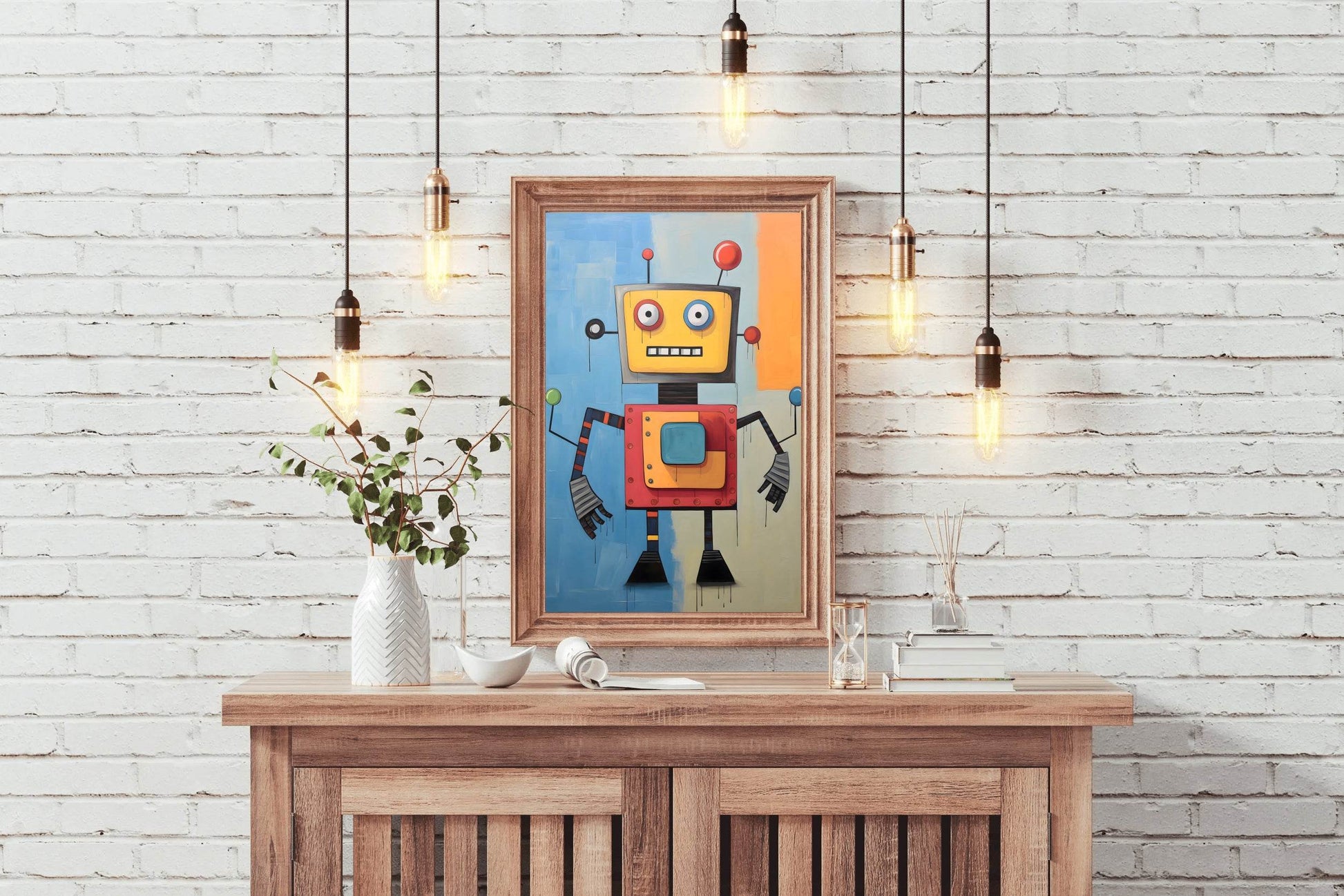 Paper Drawing of an Angry Robot - beink online art store