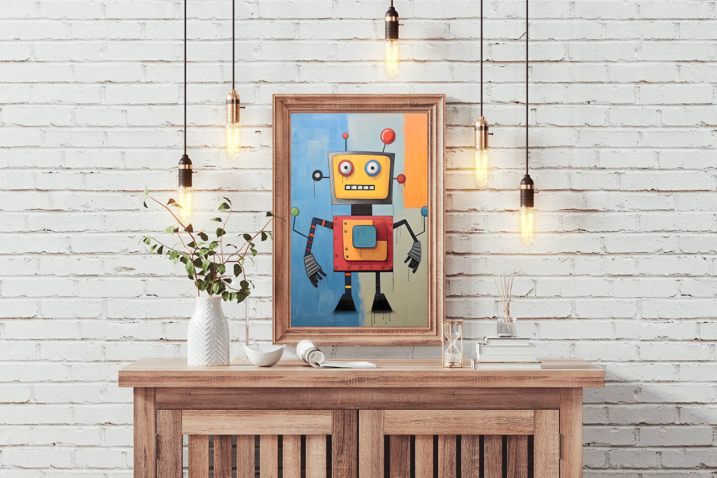 Paper Drawing of an Angry Robot - beink online art store