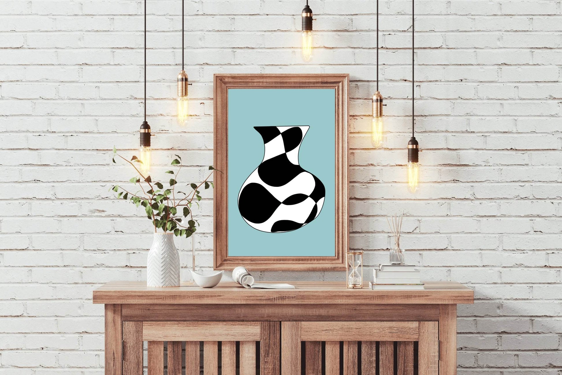 Black and White Vase Painting Wall Art - beink online art store