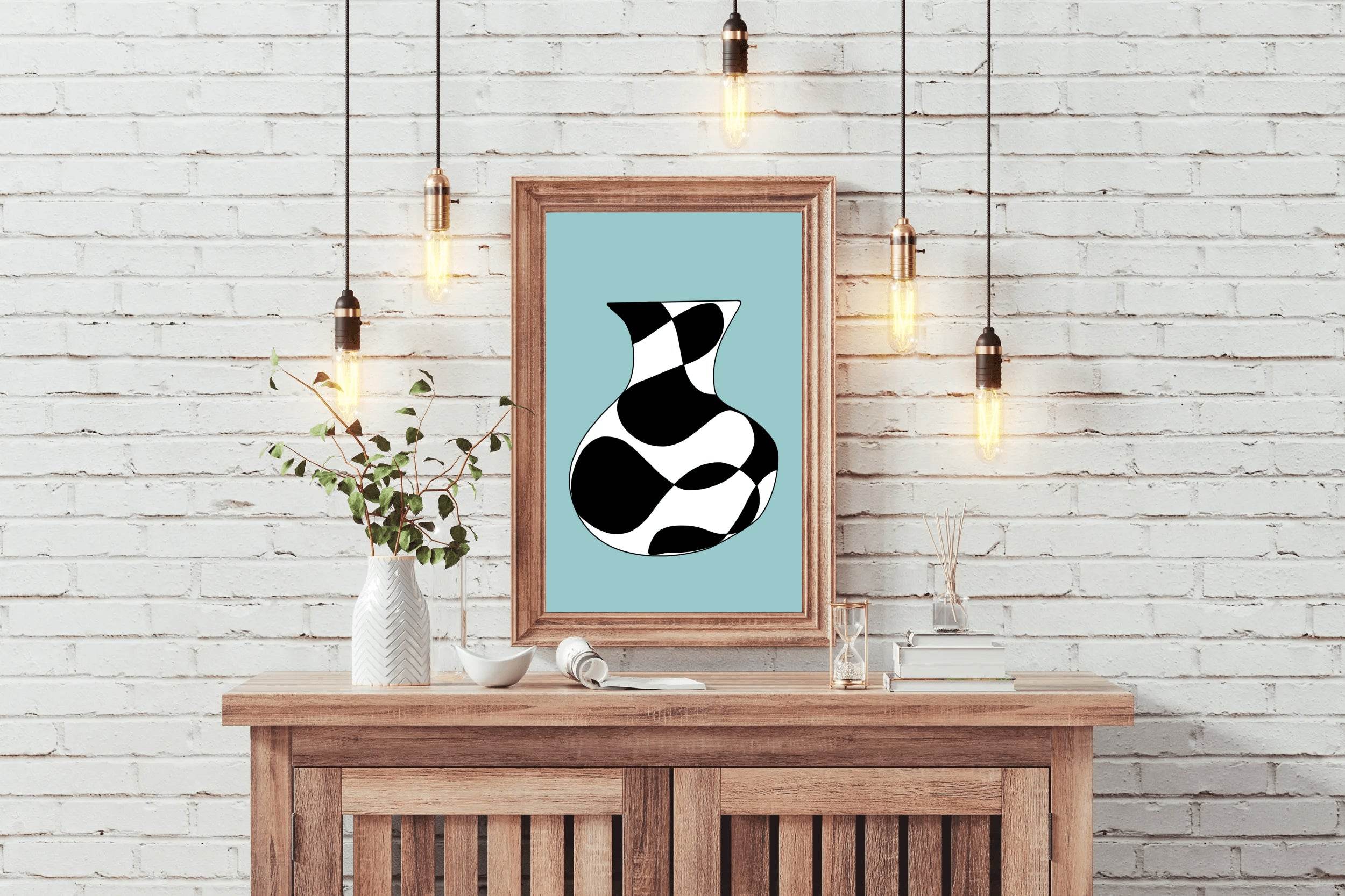 Black and White Vase Painting Wall Art - beink online art store