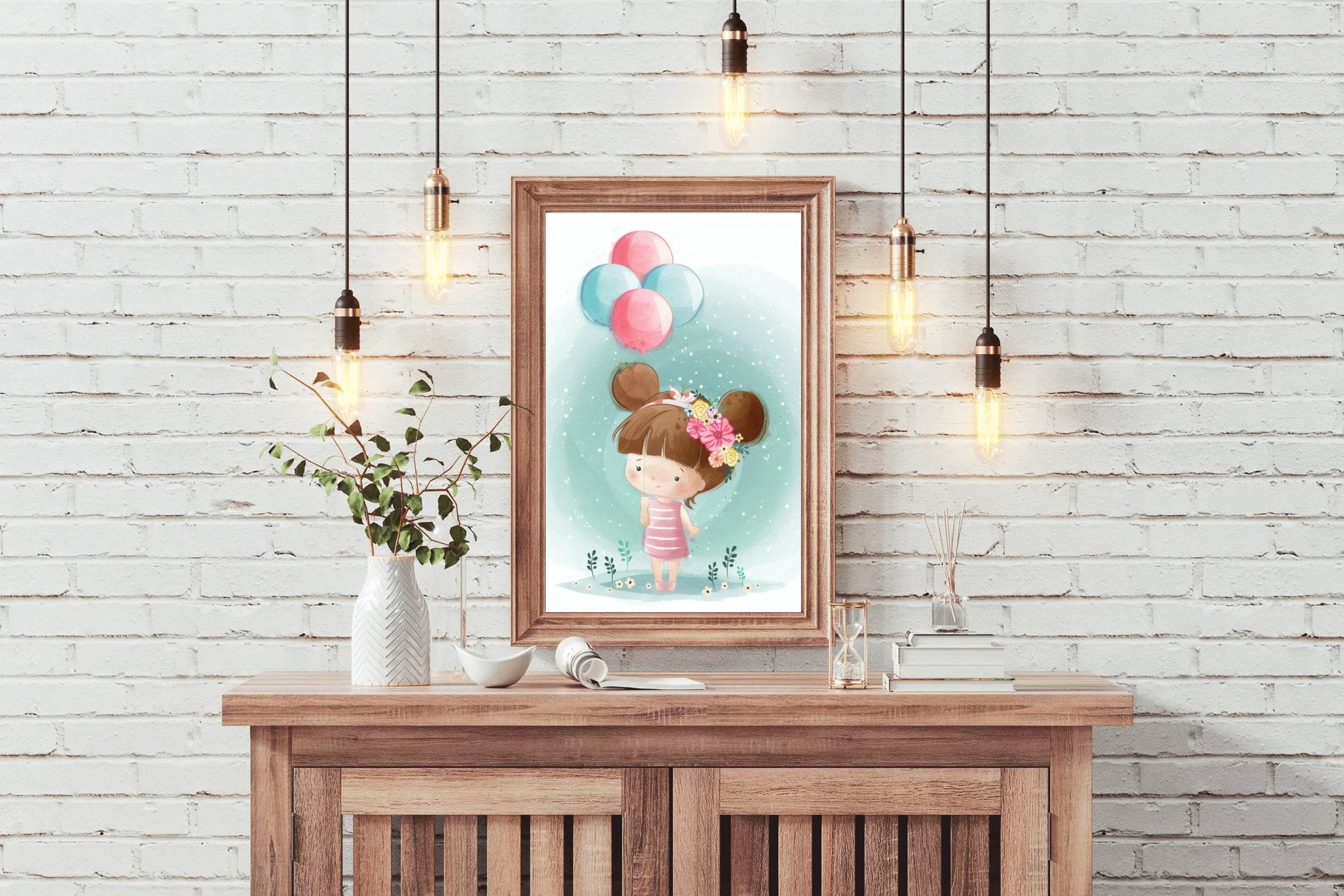Cute Little Girl Holding Balloons - beink online art store