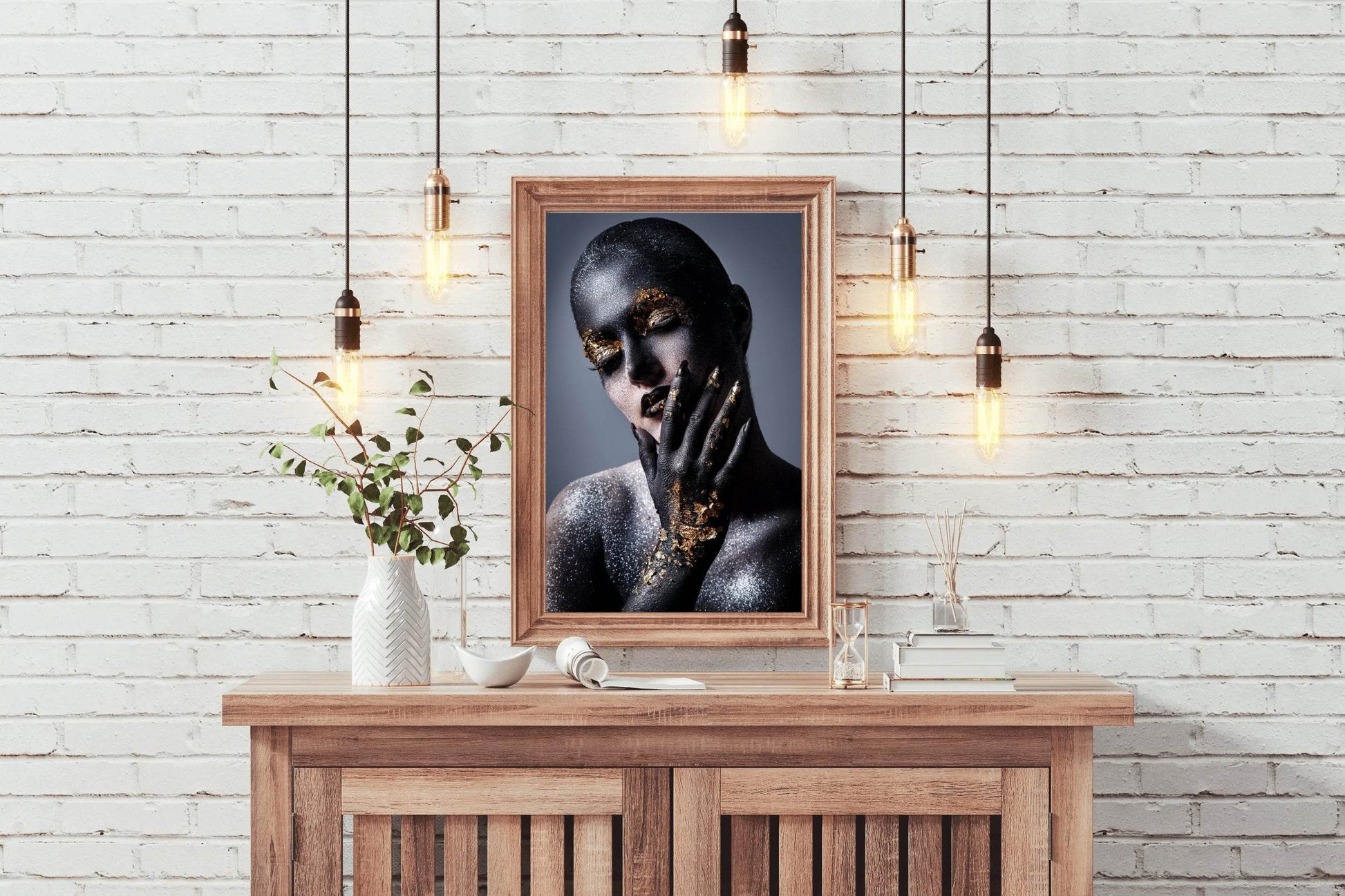 Beautiful Makeup of Golden Mascara Wall Art - beink online art store