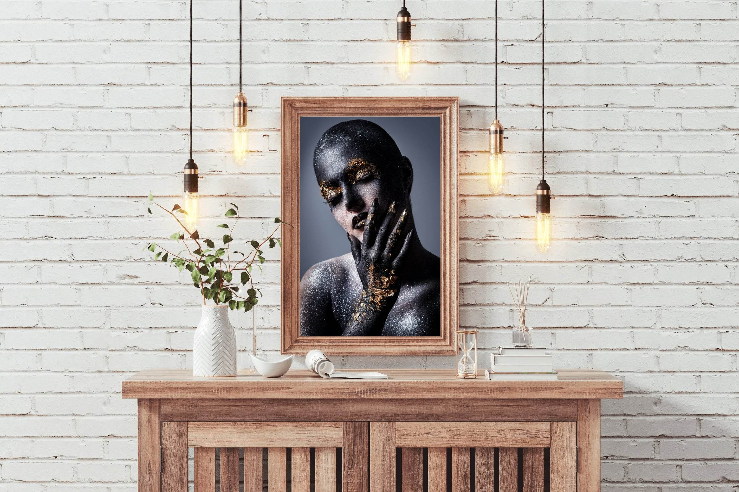 Beautiful Makeup of Golden Mascara Wall Art - beink online art store