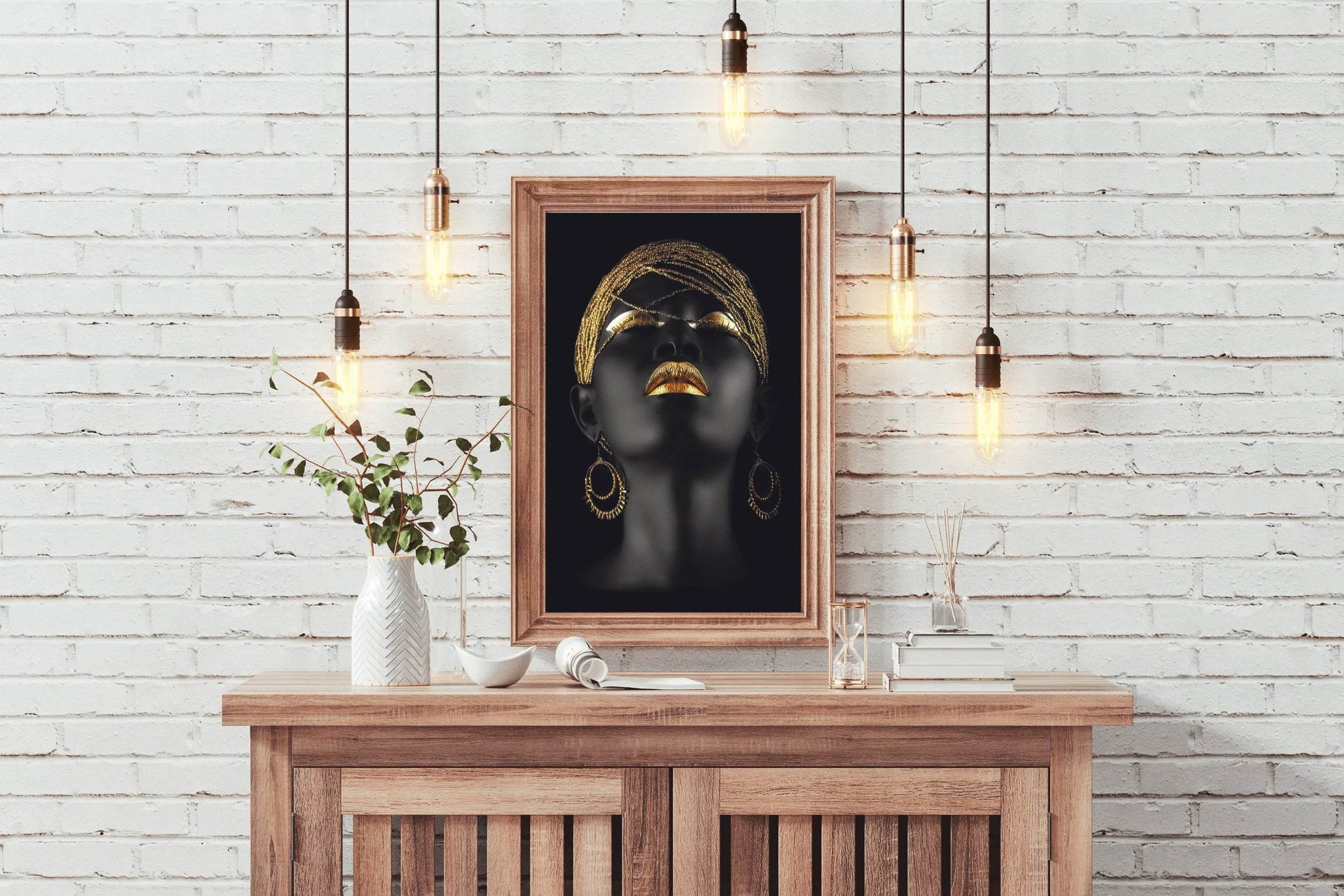 Black Queen With Golden Makeup Wall Art - beink online art store