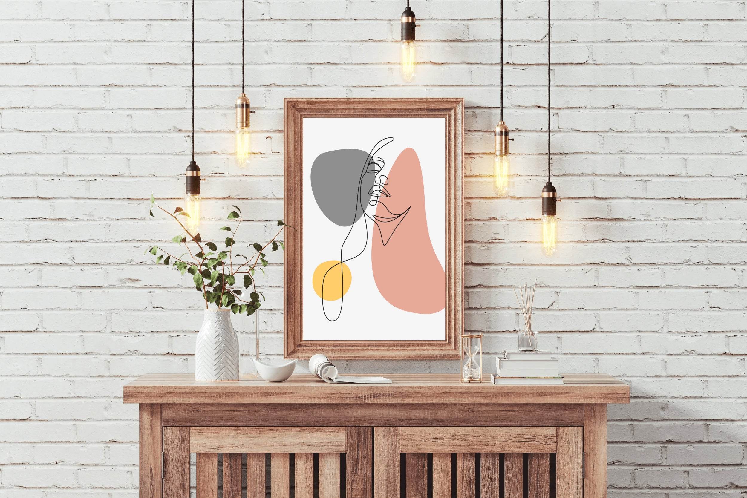 Beautiful Woman With Minimal Line Art Style - beink online art store