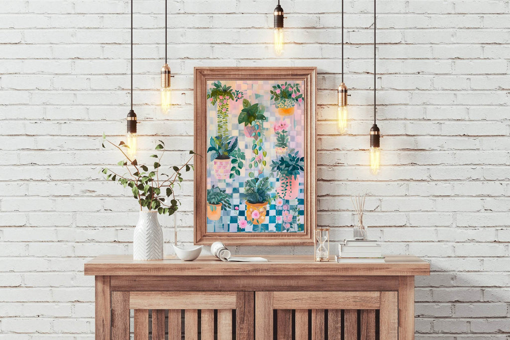 Colorful Potted Plants Digital Painting Art - beink online art store