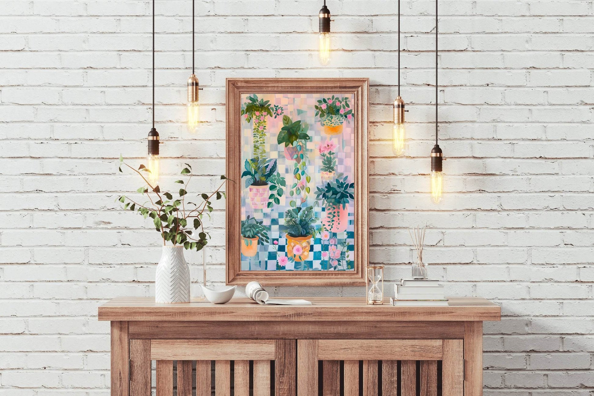 Colorful Potted Plants Digital Painting Art - beink online art store