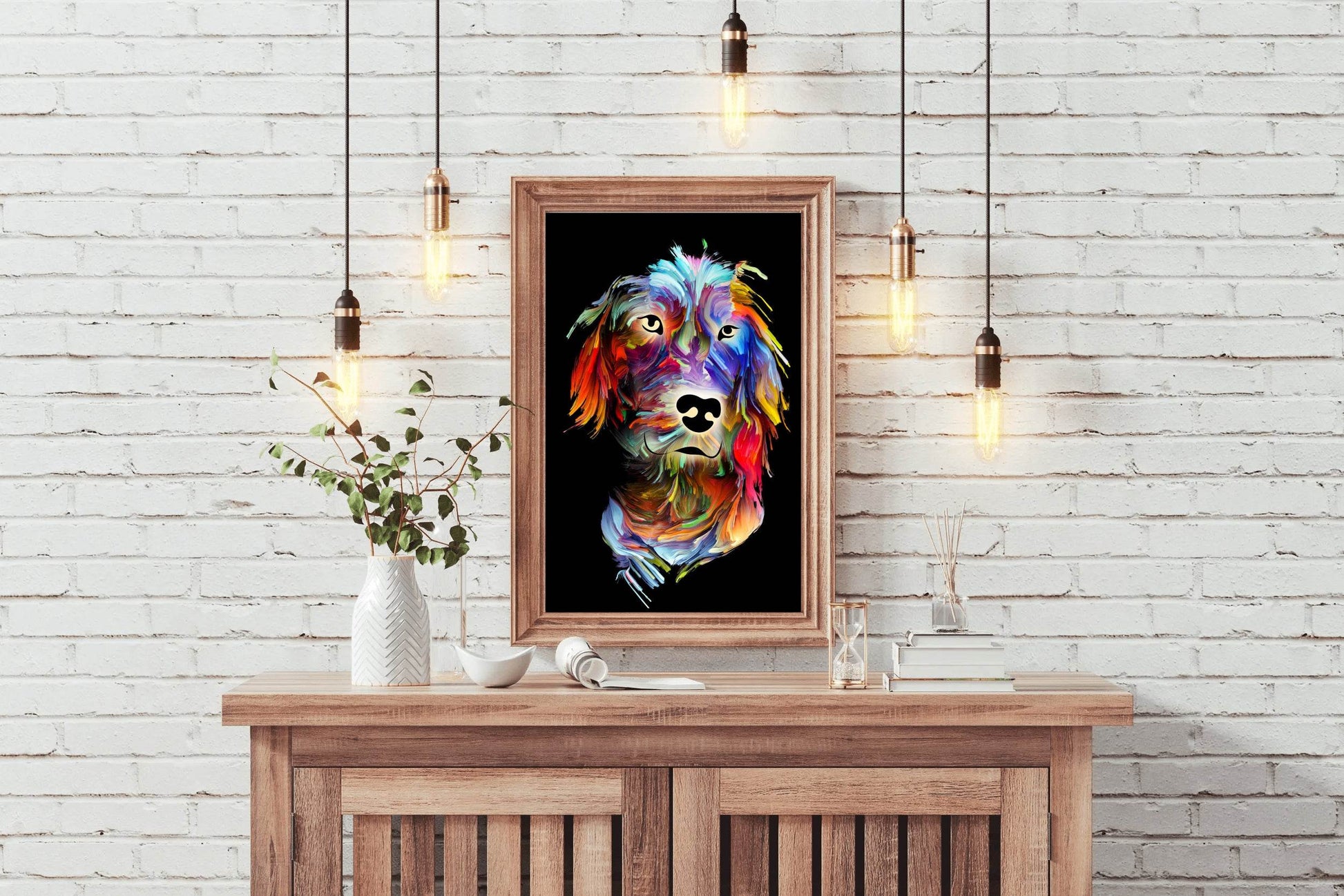 Colorful Oil Paint Dog Face Wall Art - beink online art store