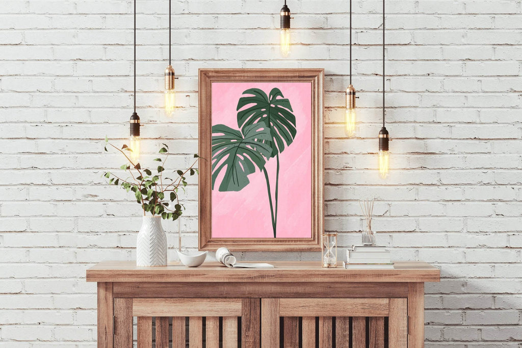 Monstera Deliciosa Plant Drawing Wall Art - beink online art store
