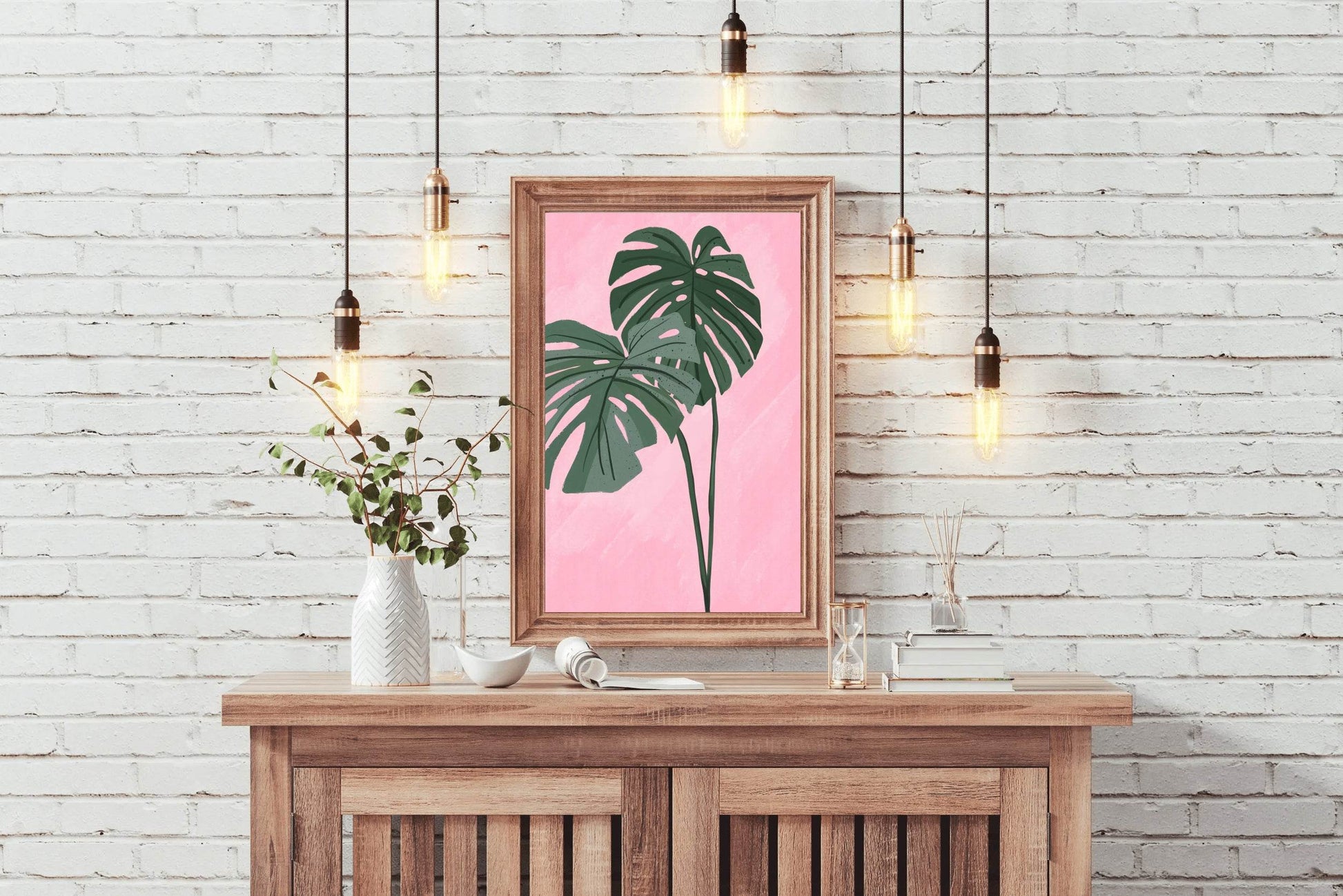 Monstera Deliciosa Plant Drawing Wall Art - beink online art store