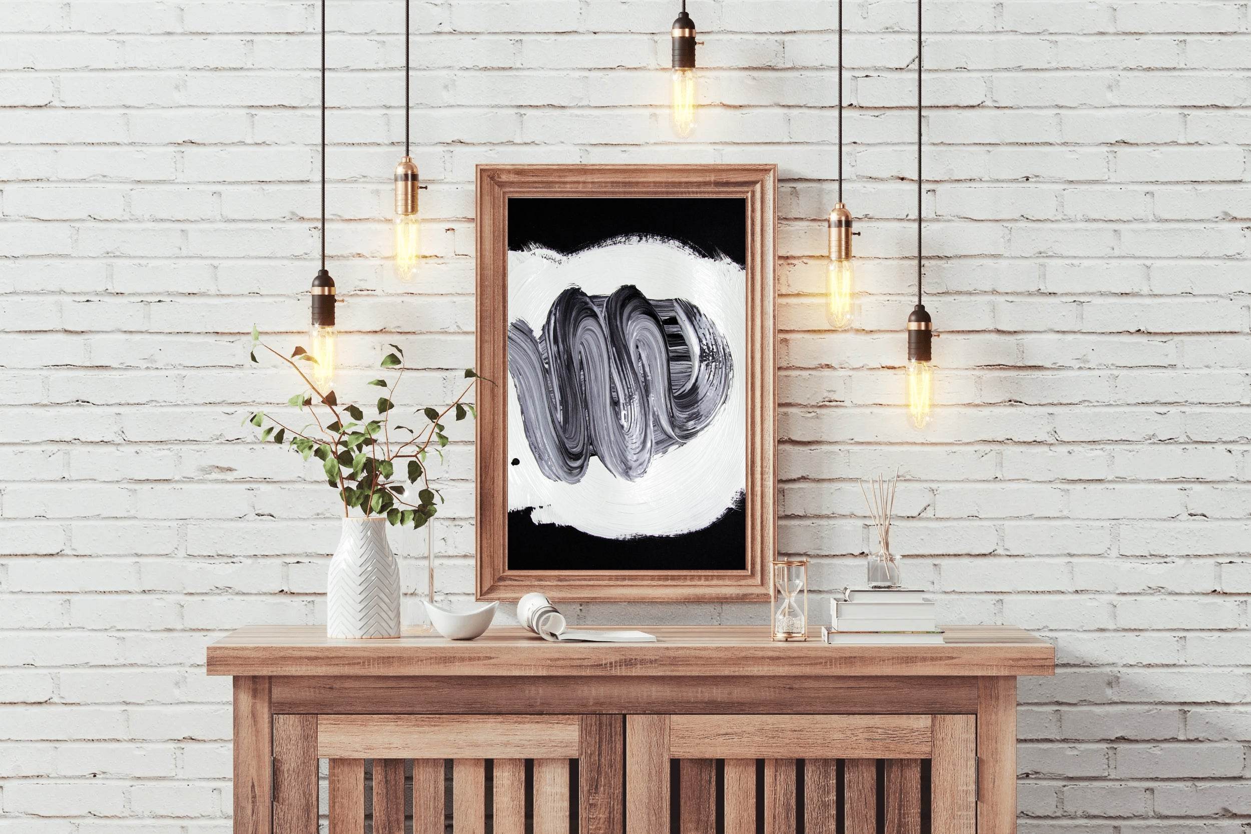 Pain Brush Stroke Black & White Wall Art - beink online art store