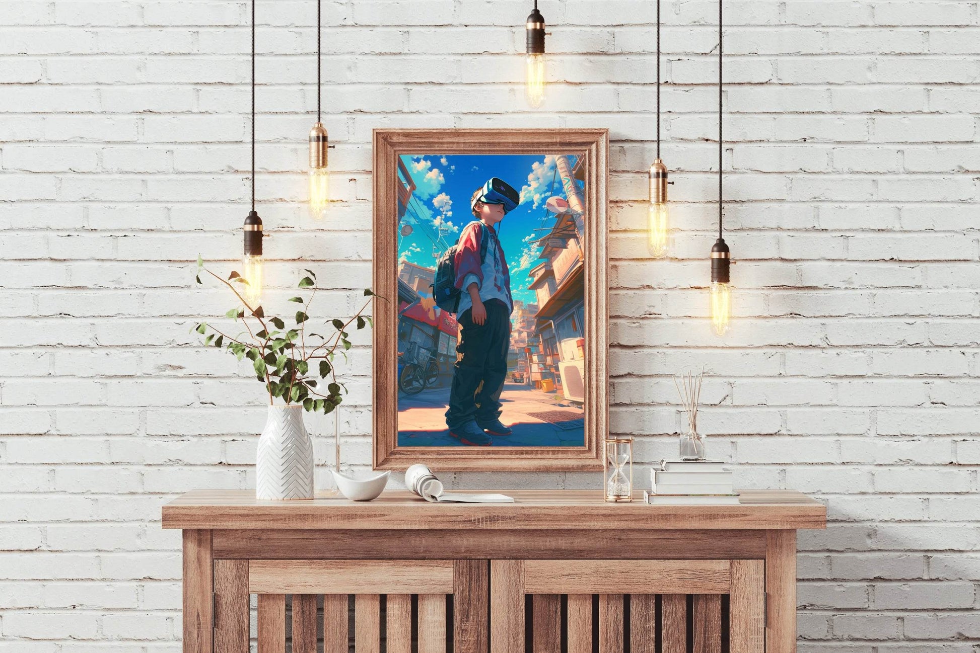Anime character Using Virtual Reality Glasses Anime Wall Art - beink online art store