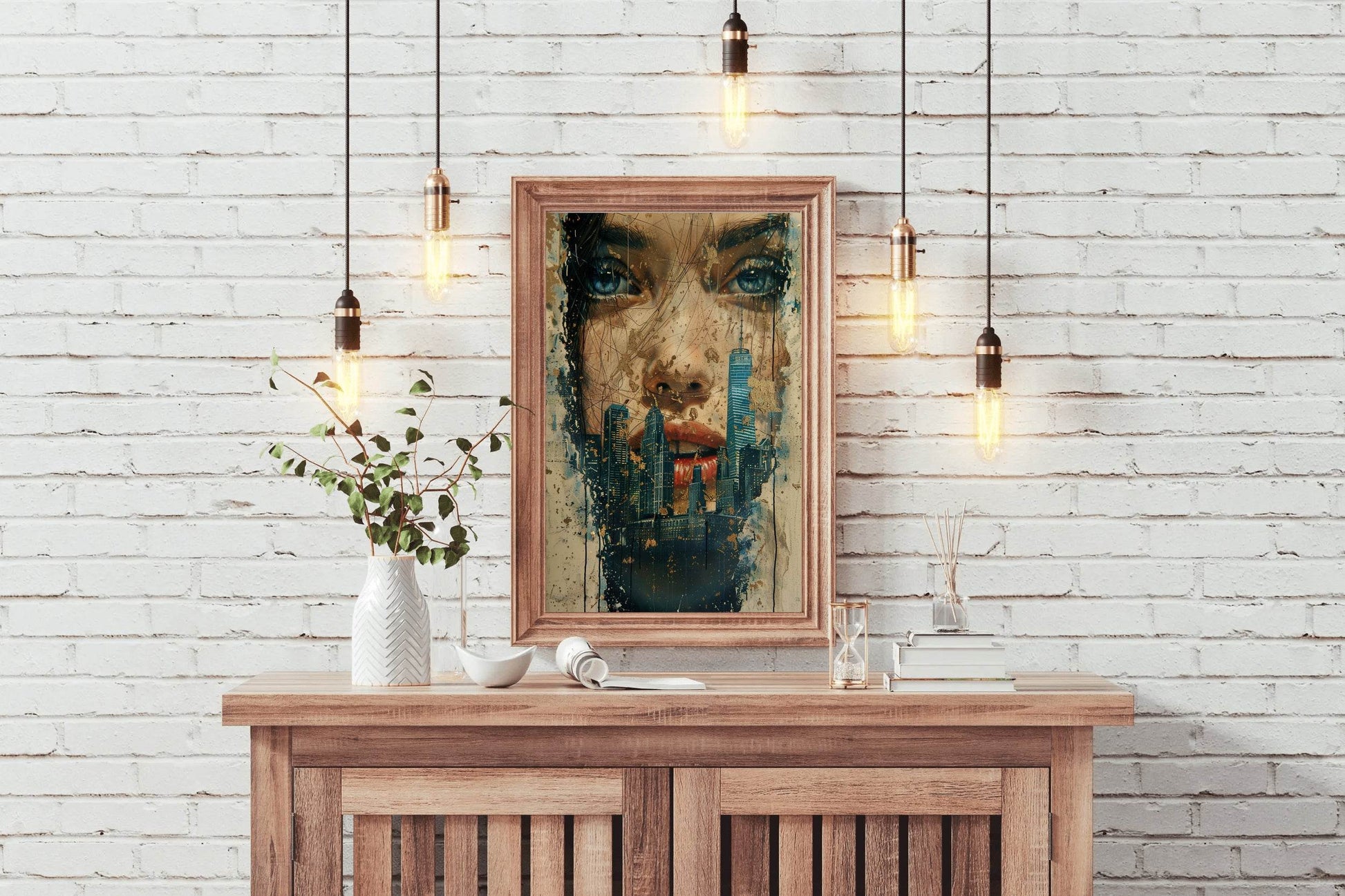 Female Face and Building Digital Painting Art - beink online art store