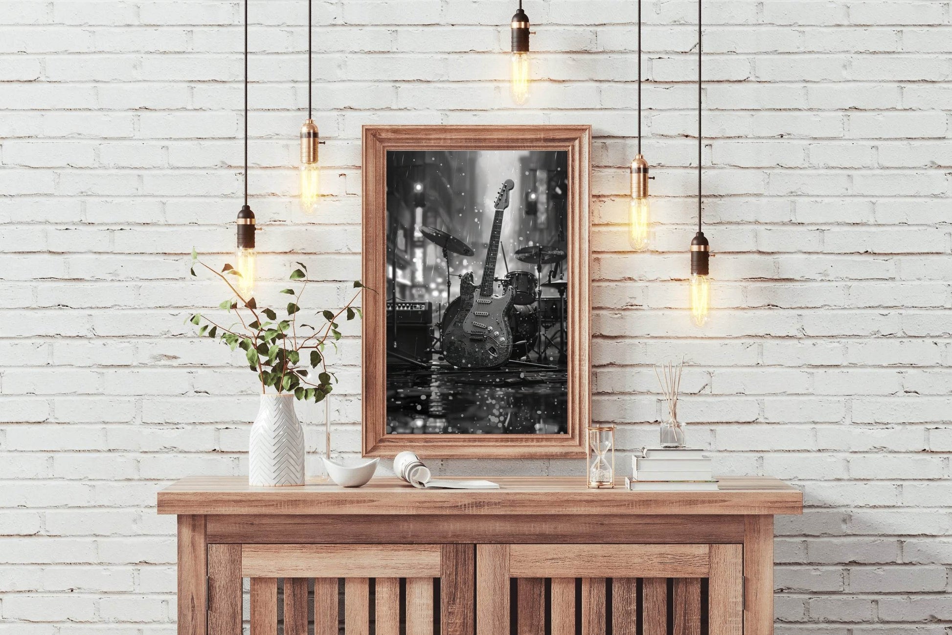 Guitar Left In The Rain Wall Art - beink online art store
