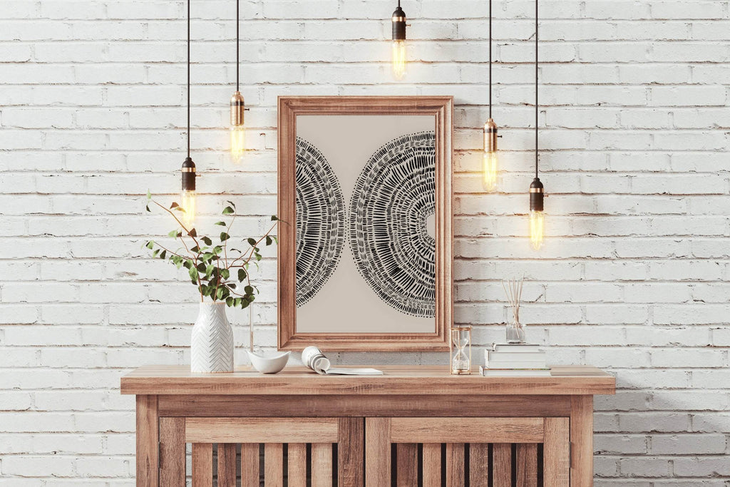 Mushroom Pair Black Lines Modern Wall Art - beink online art store
