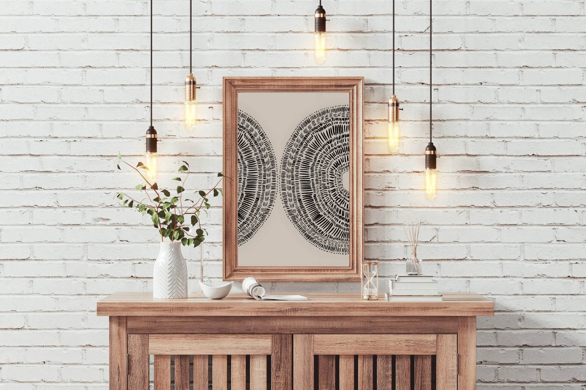 Mushroom Pair Black Lines Modern Wall Art - beink online art store