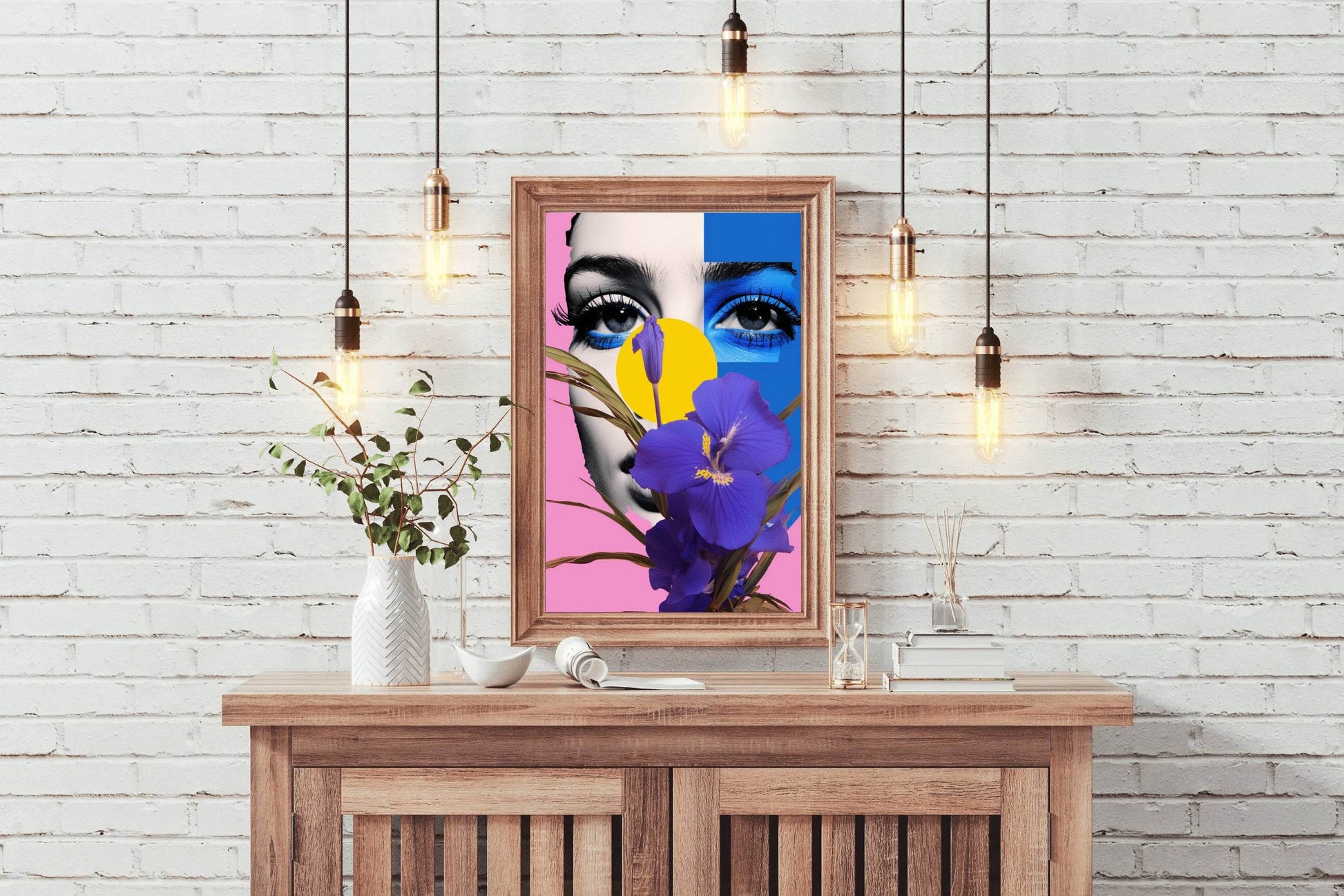 Modern Girl With Flowers Abstract Wall Art - beink online art store