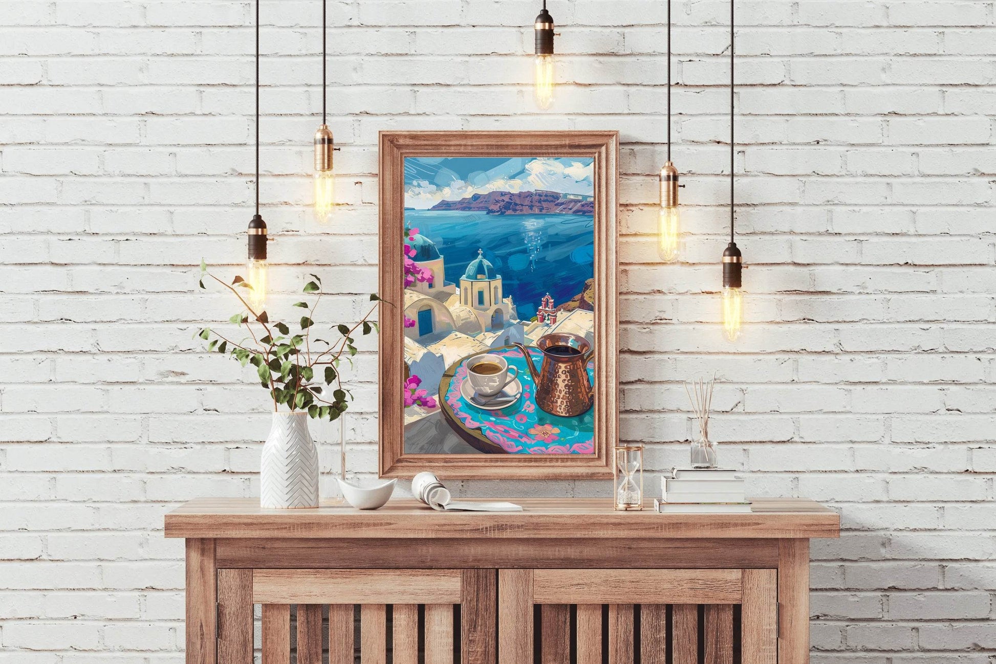 Santorini Sunrise Painting Wall Art - beink online art store