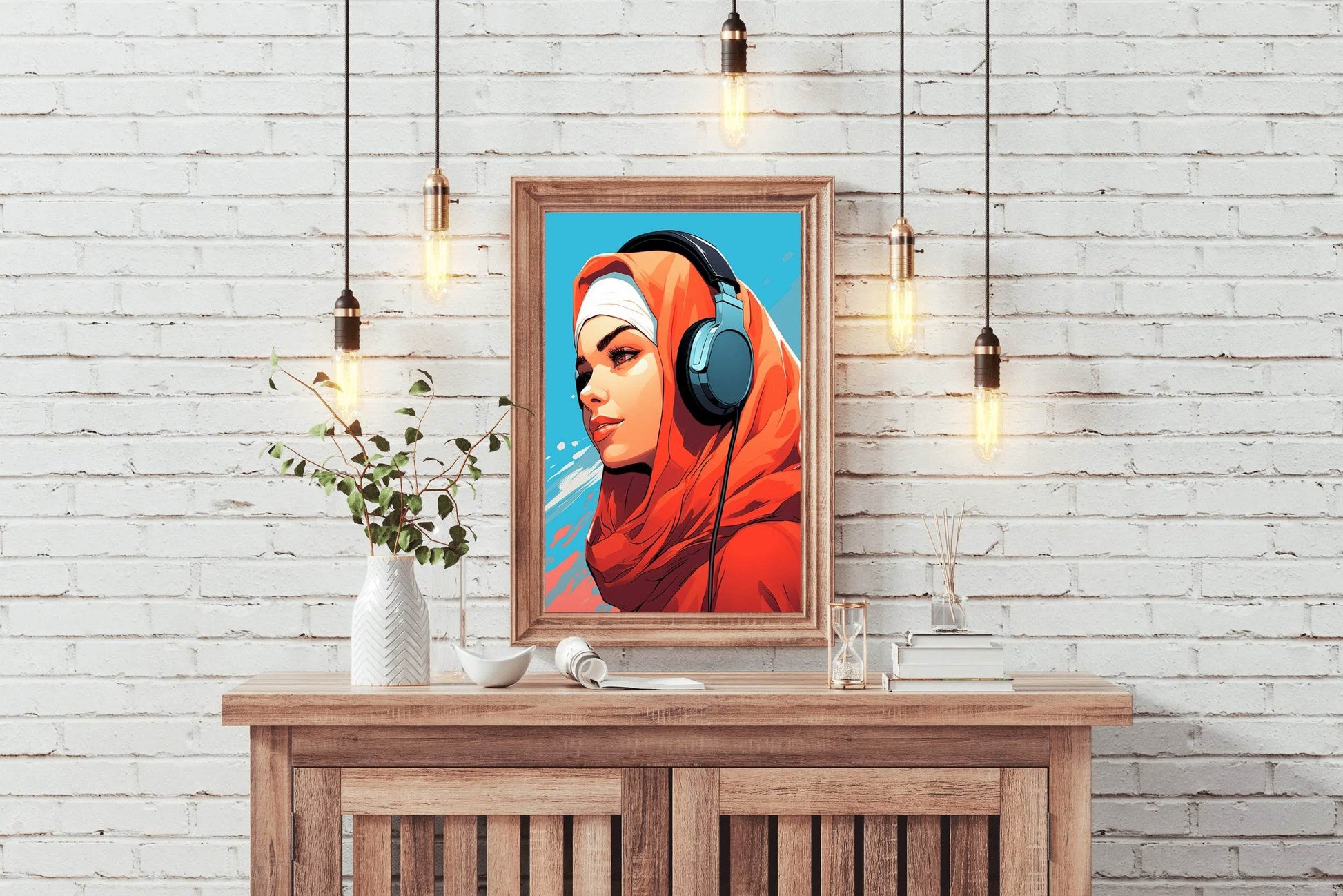 Modern Anime Hijab Girl Wall Art - beink online art store