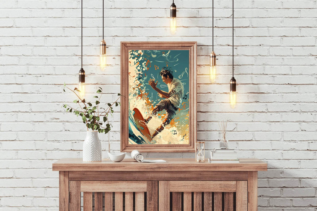 Skiing On Musical Notes Wall Art - beink online art store