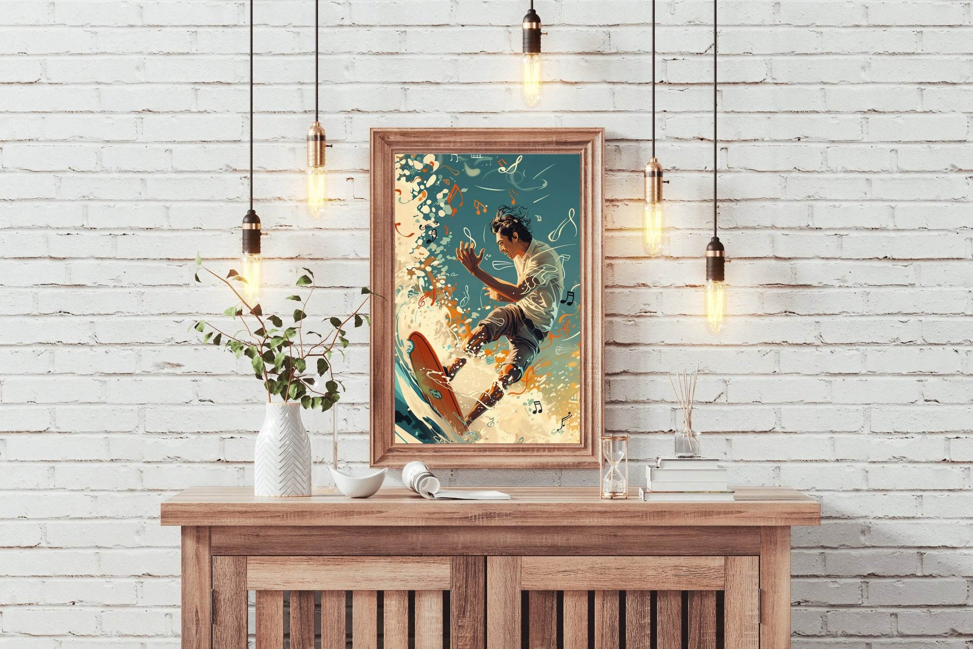 Skiing On Musical Notes Wall Art - beink online art store